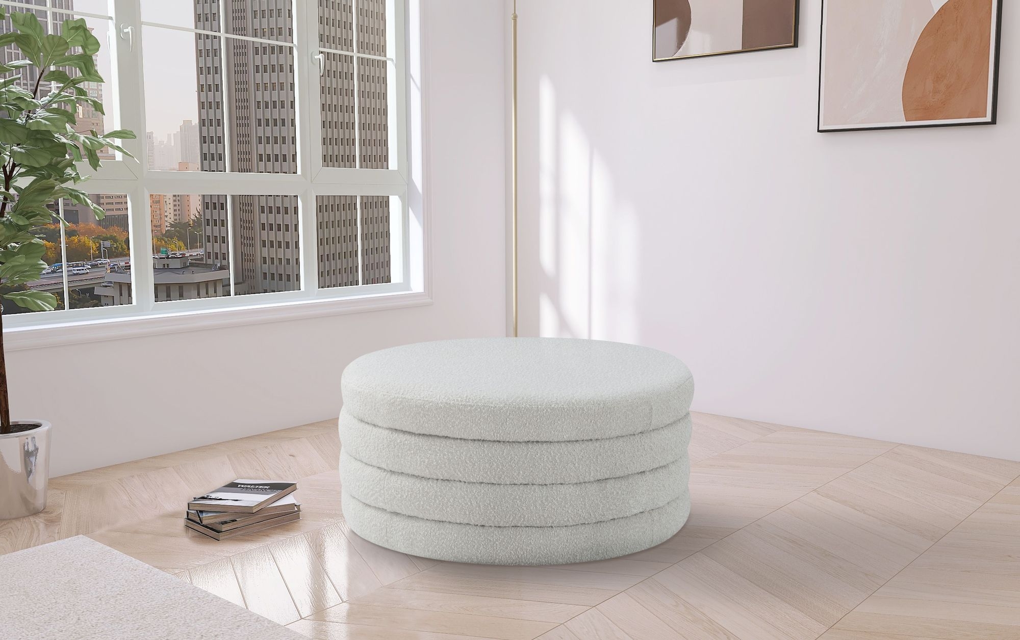 Aphia Boucle Fabric Ottoman/Coffee Table