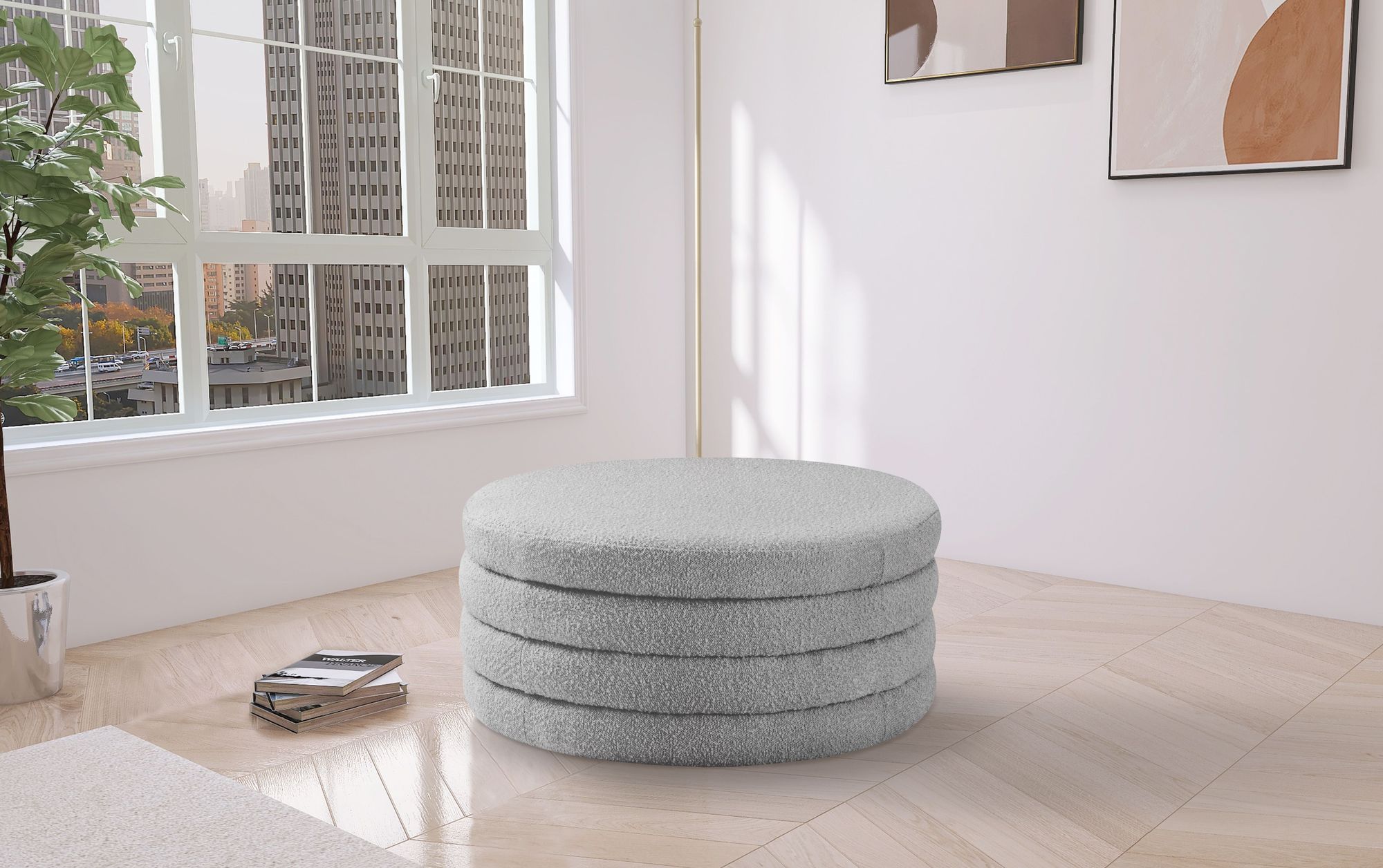 Aphia Boucle Fabric Ottoman/Coffee Table