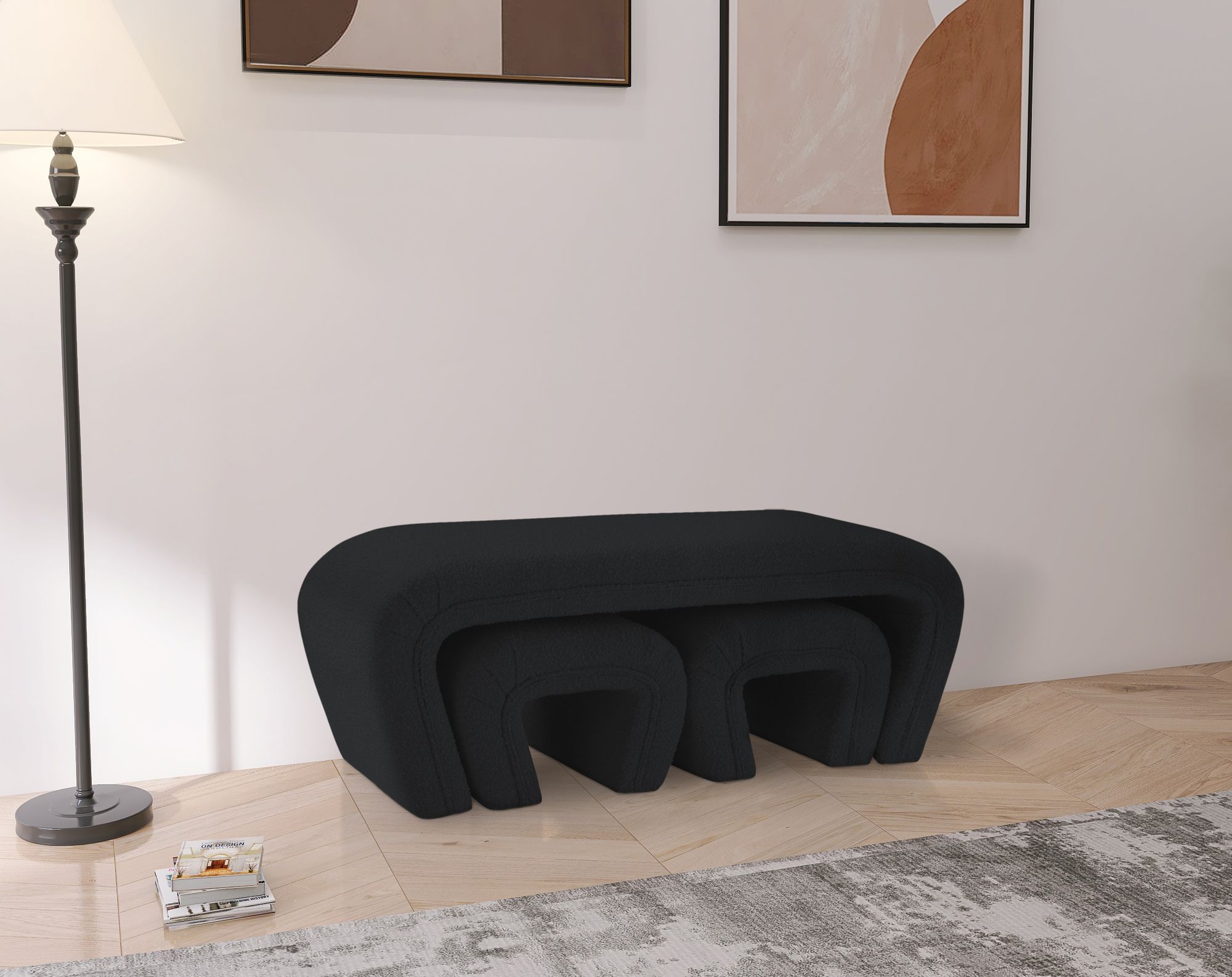 Odelia Boucle Fabric Bench