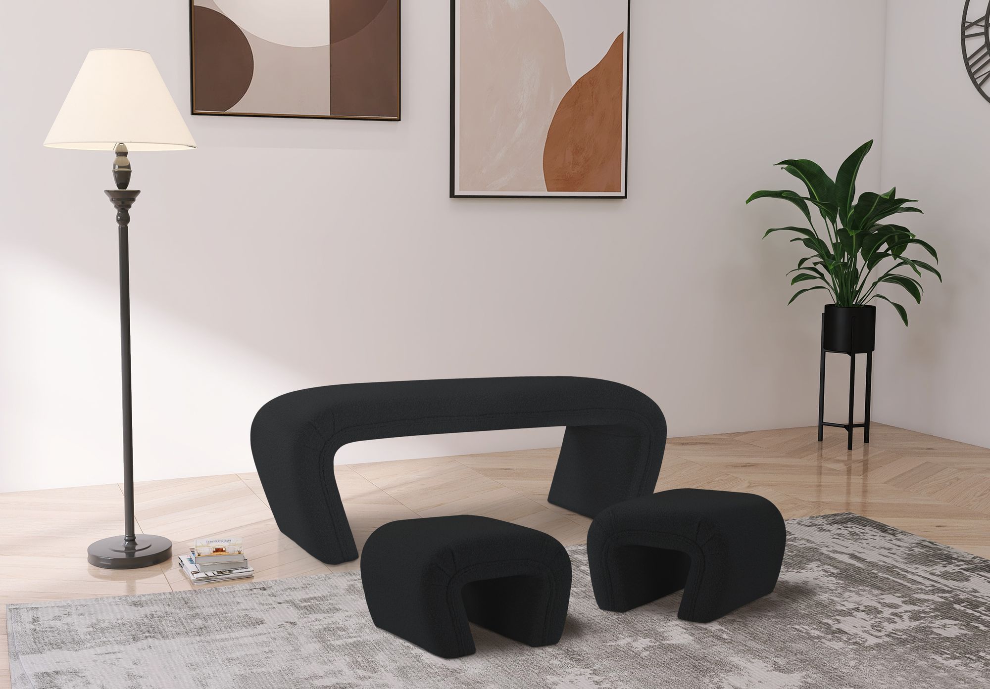 Odelia Boucle Fabric Bench
