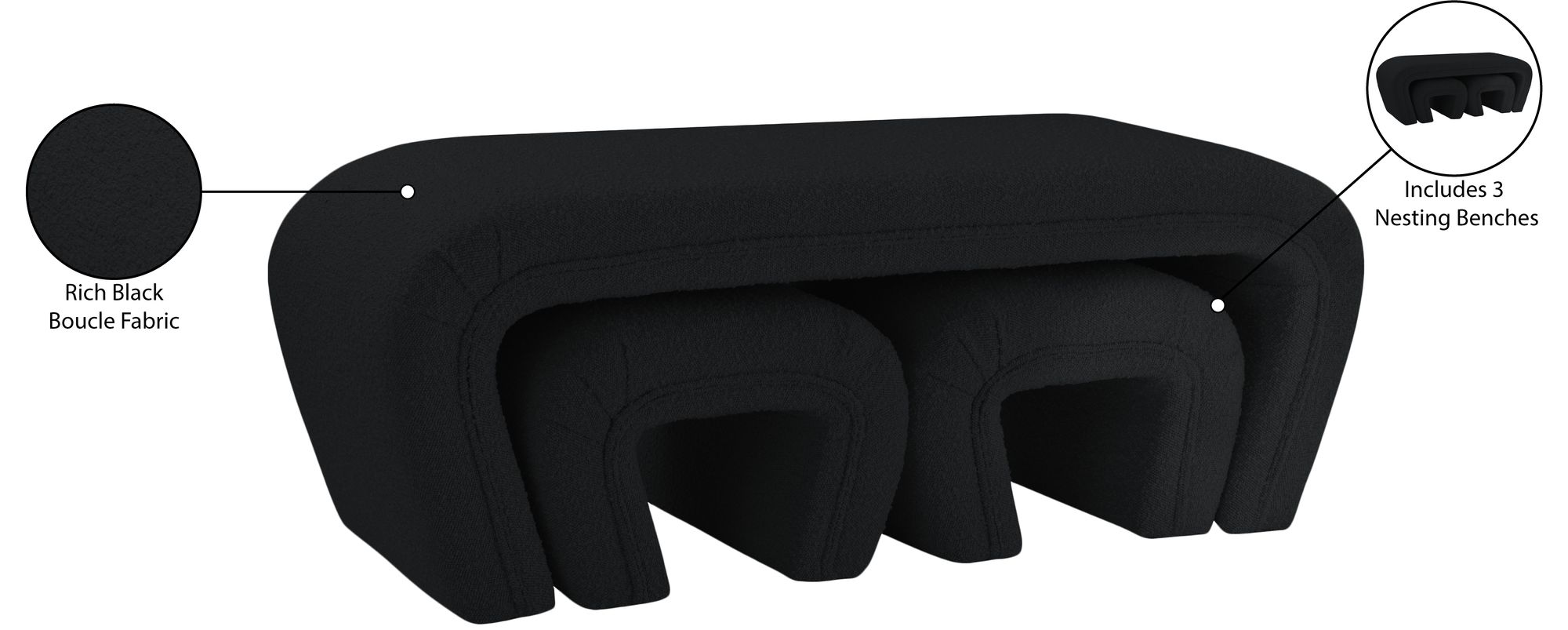 Odelia Boucle Fabric Bench