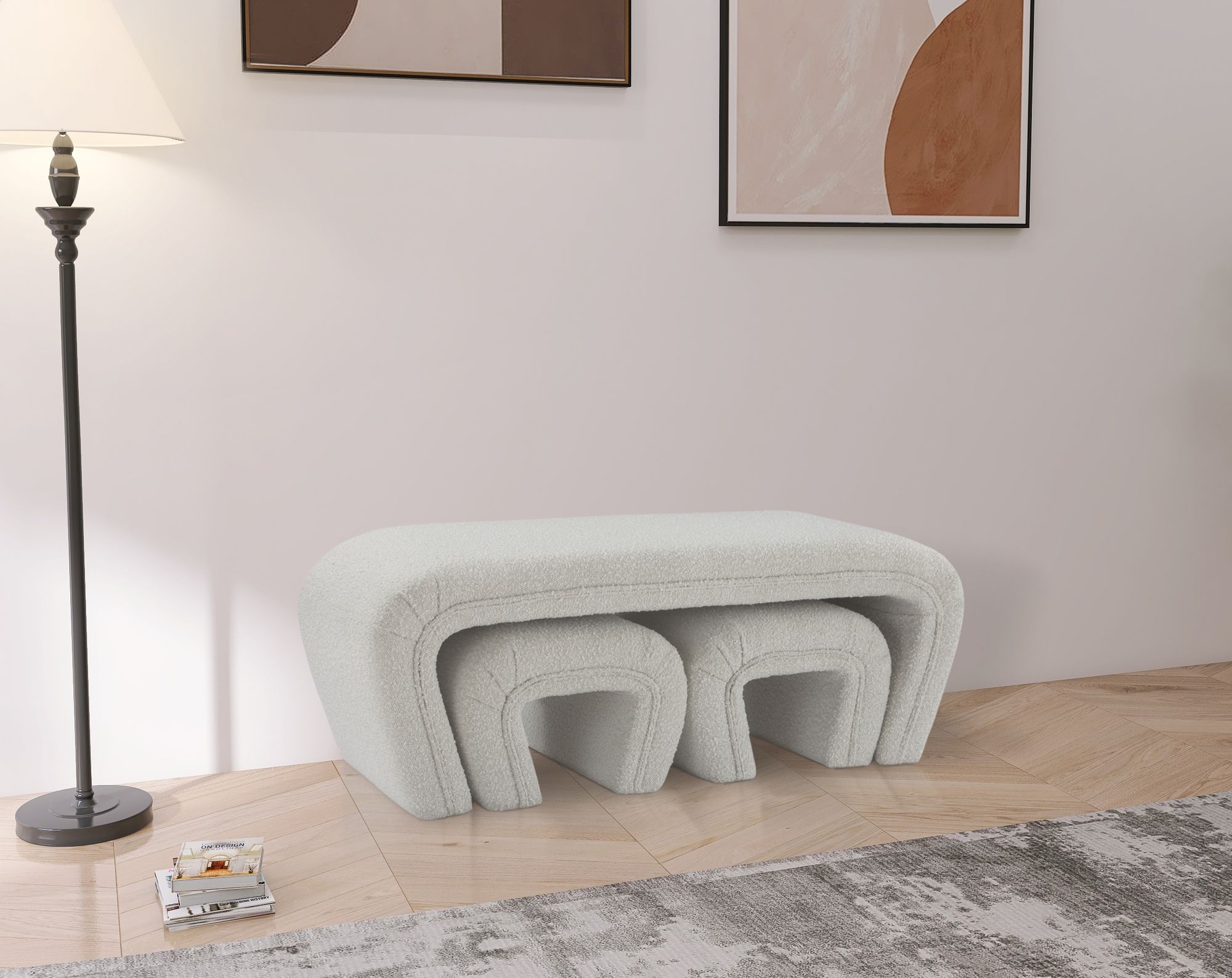 Odelia Boucle Fabric Bench