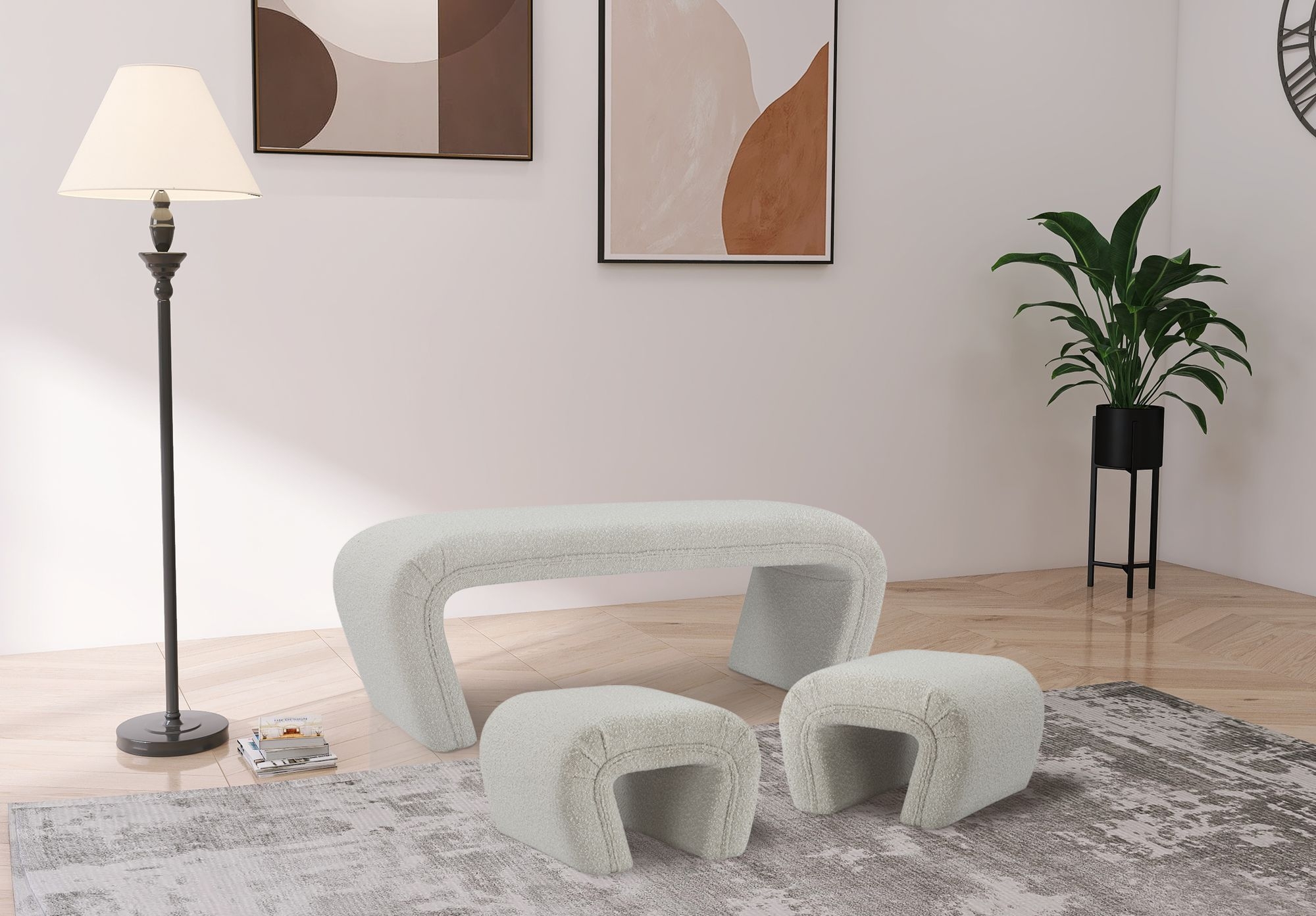 Odelia Boucle Fabric Bench