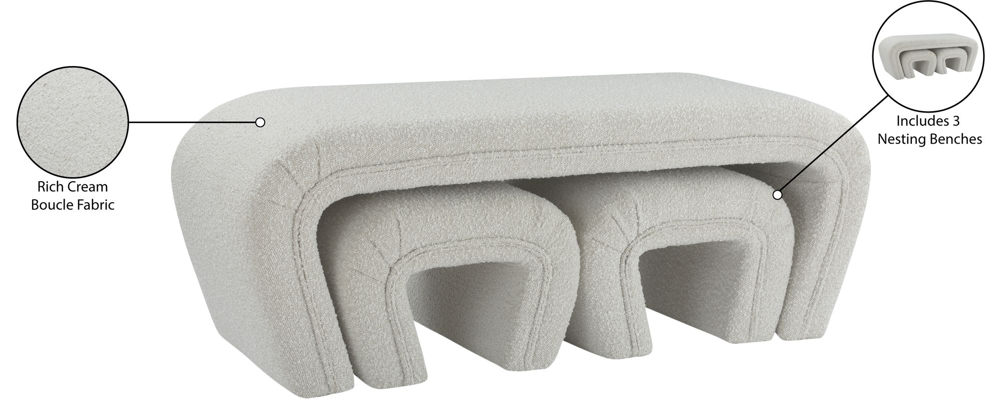 Odelia Boucle Fabric Bench