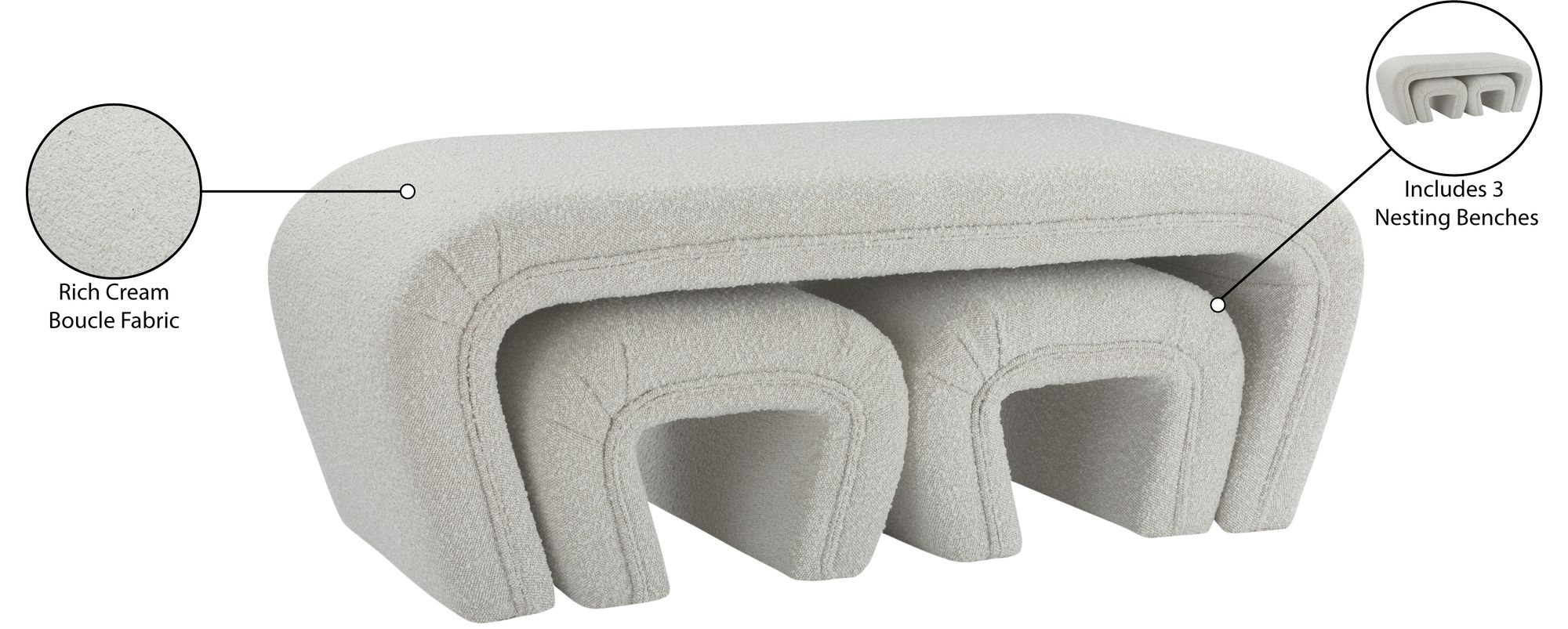 Odelia Boucle Fabric Bench