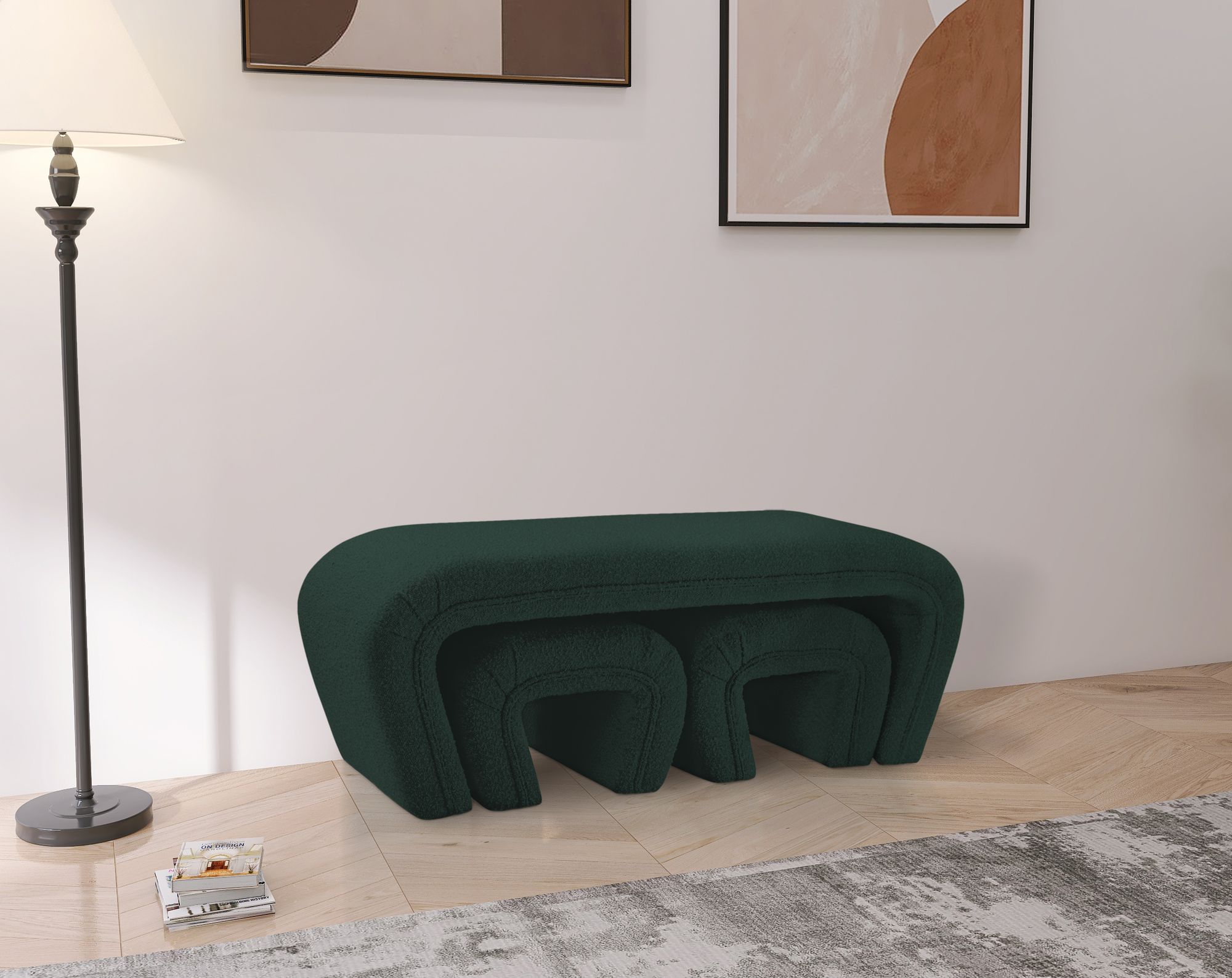 Odelia Boucle Fabric Bench