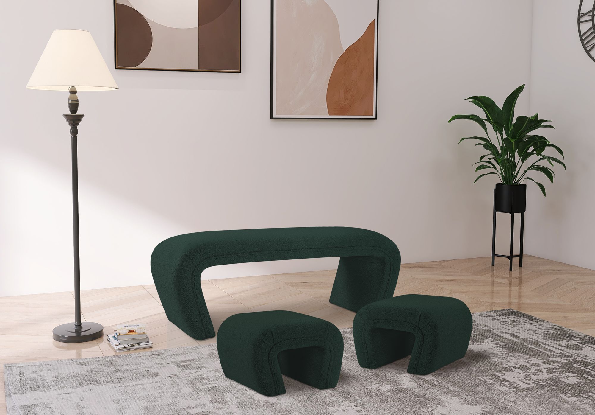 Odelia Boucle Fabric Bench