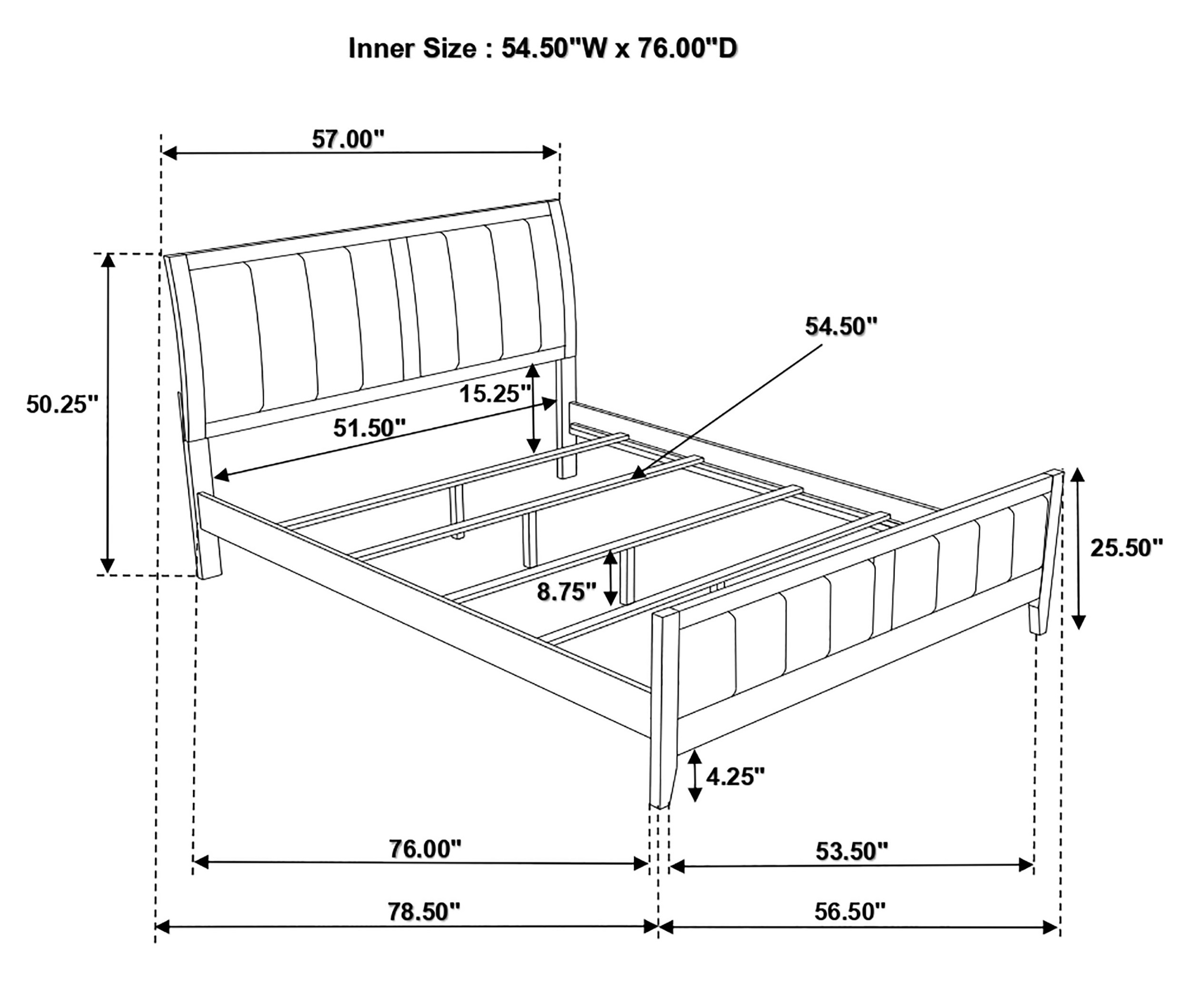 Carlton Leatherette/Wood Panel Bed, Full Size
