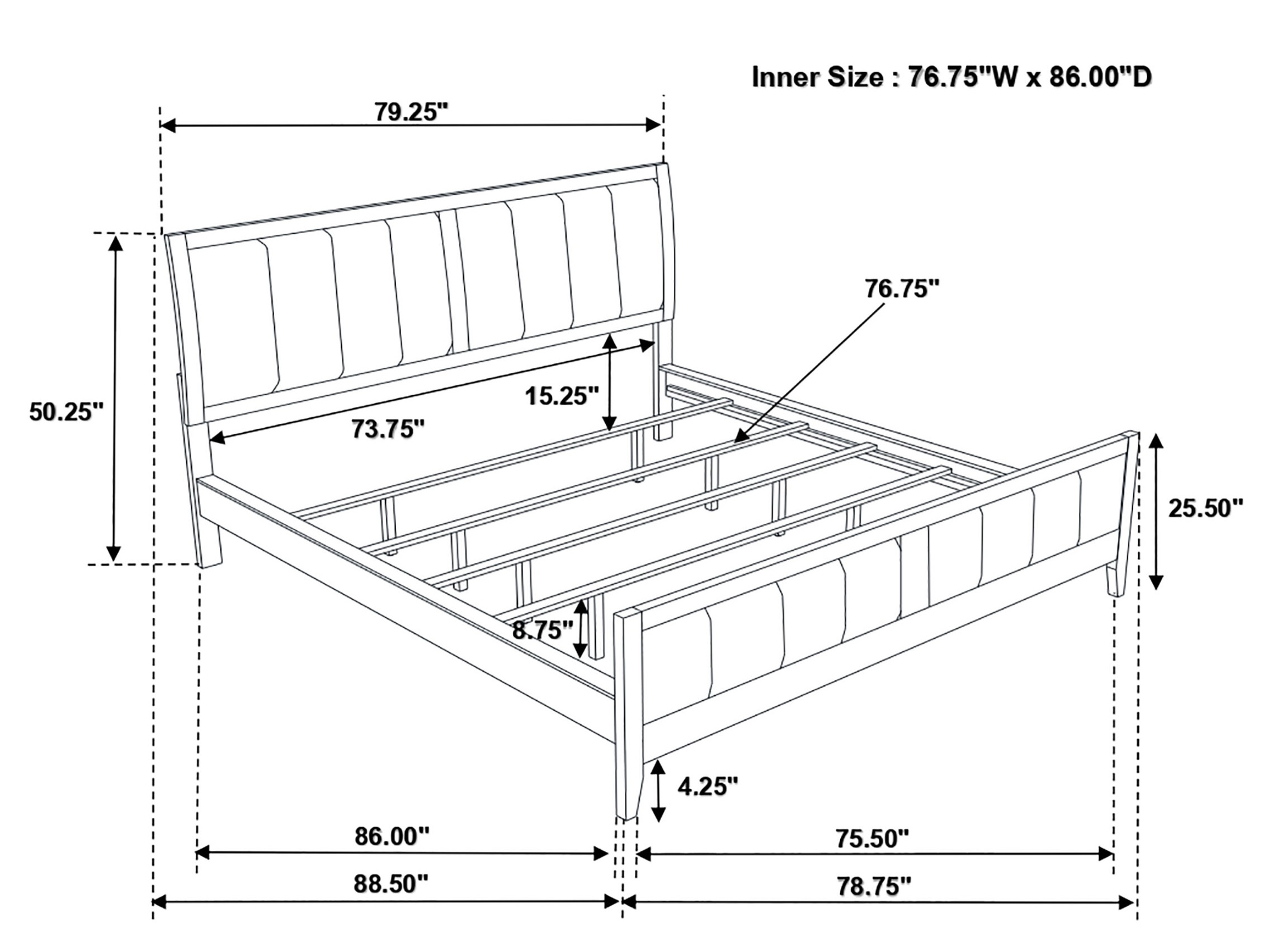 Carlton Leatherette/Wood Panel Bed, California King Size