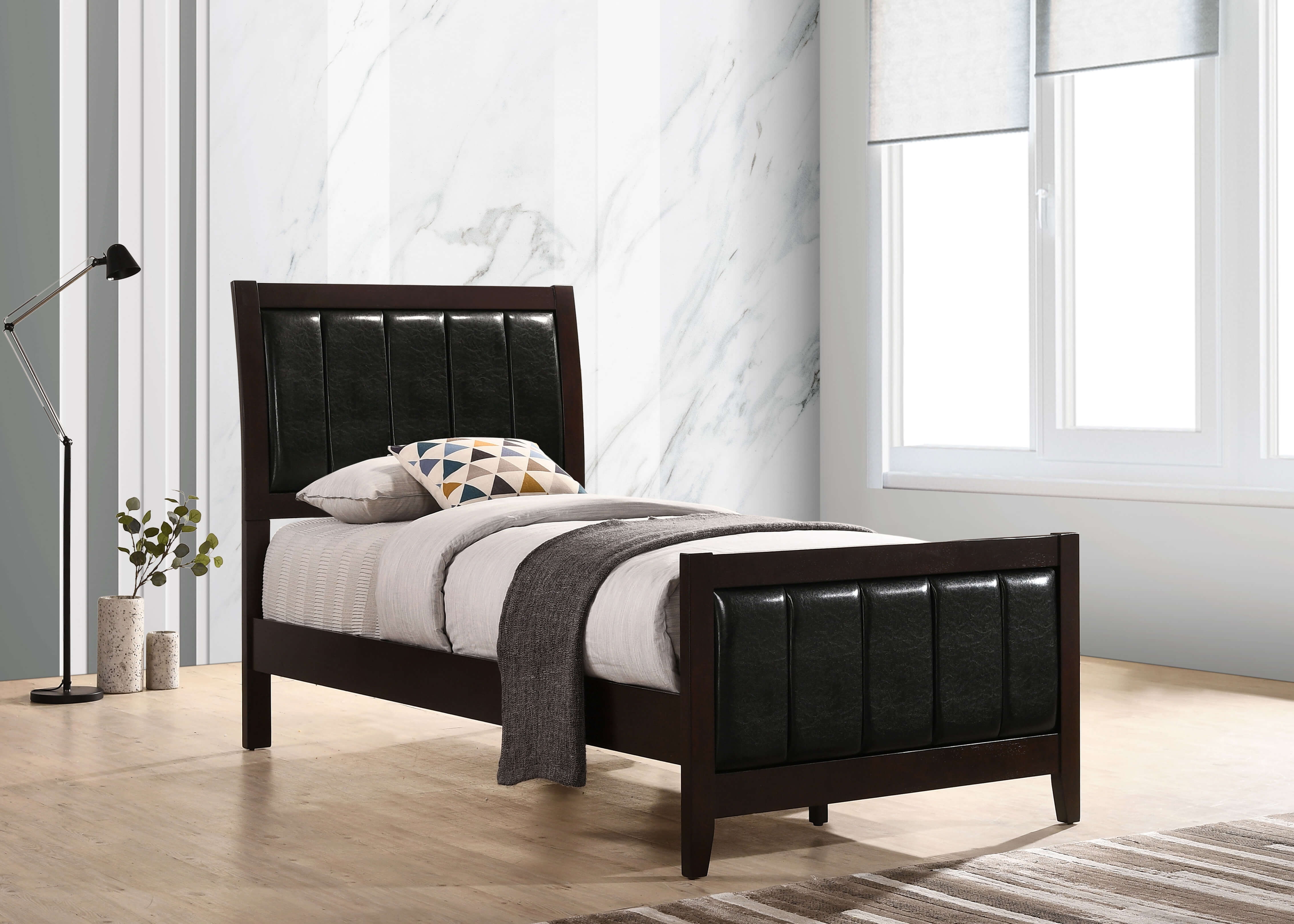 Carlton Leatherette/Wood Panel Bed