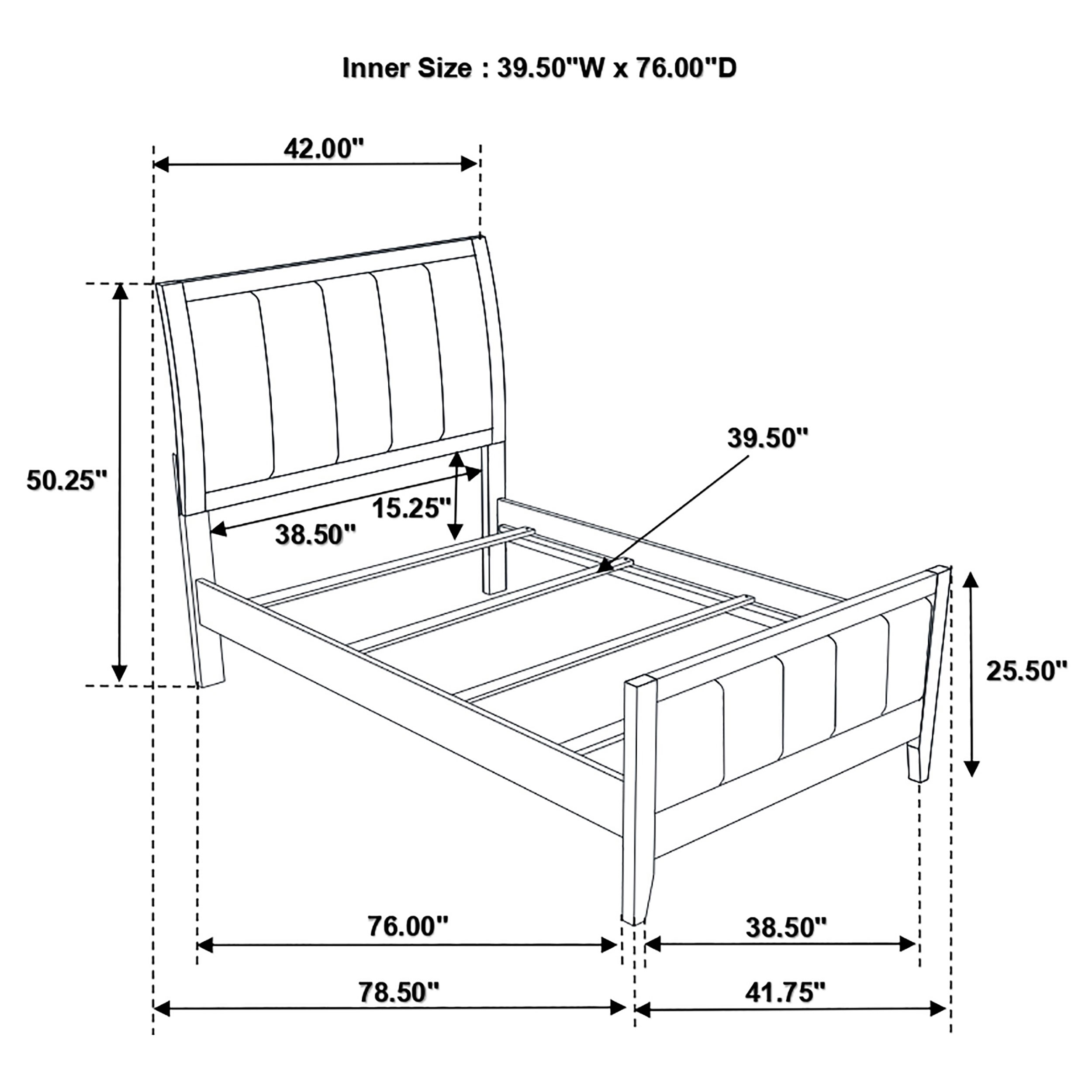 Carlton Leatherette/Wood Panel Bed, Twin Size