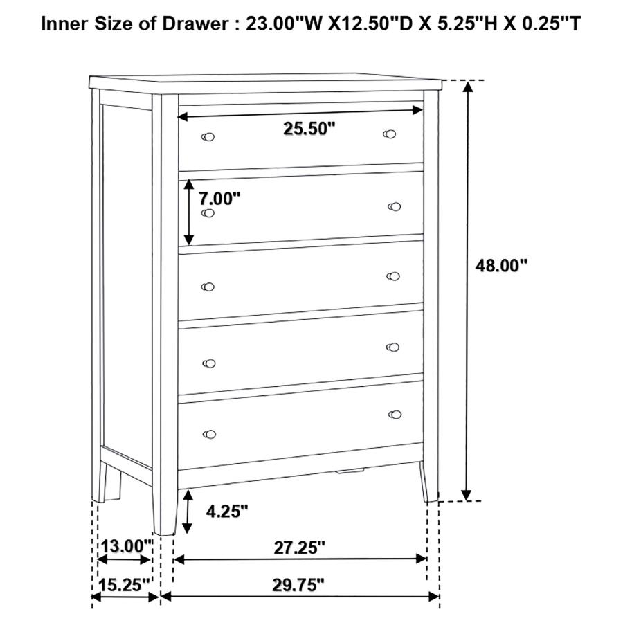 Carlton Wood Chest w/5 Drawers
