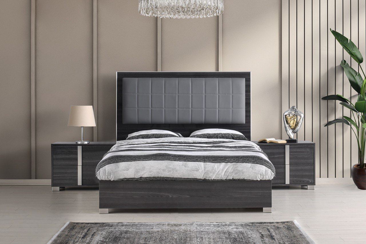Roma Bonded Leather LED Platform King Size Bed