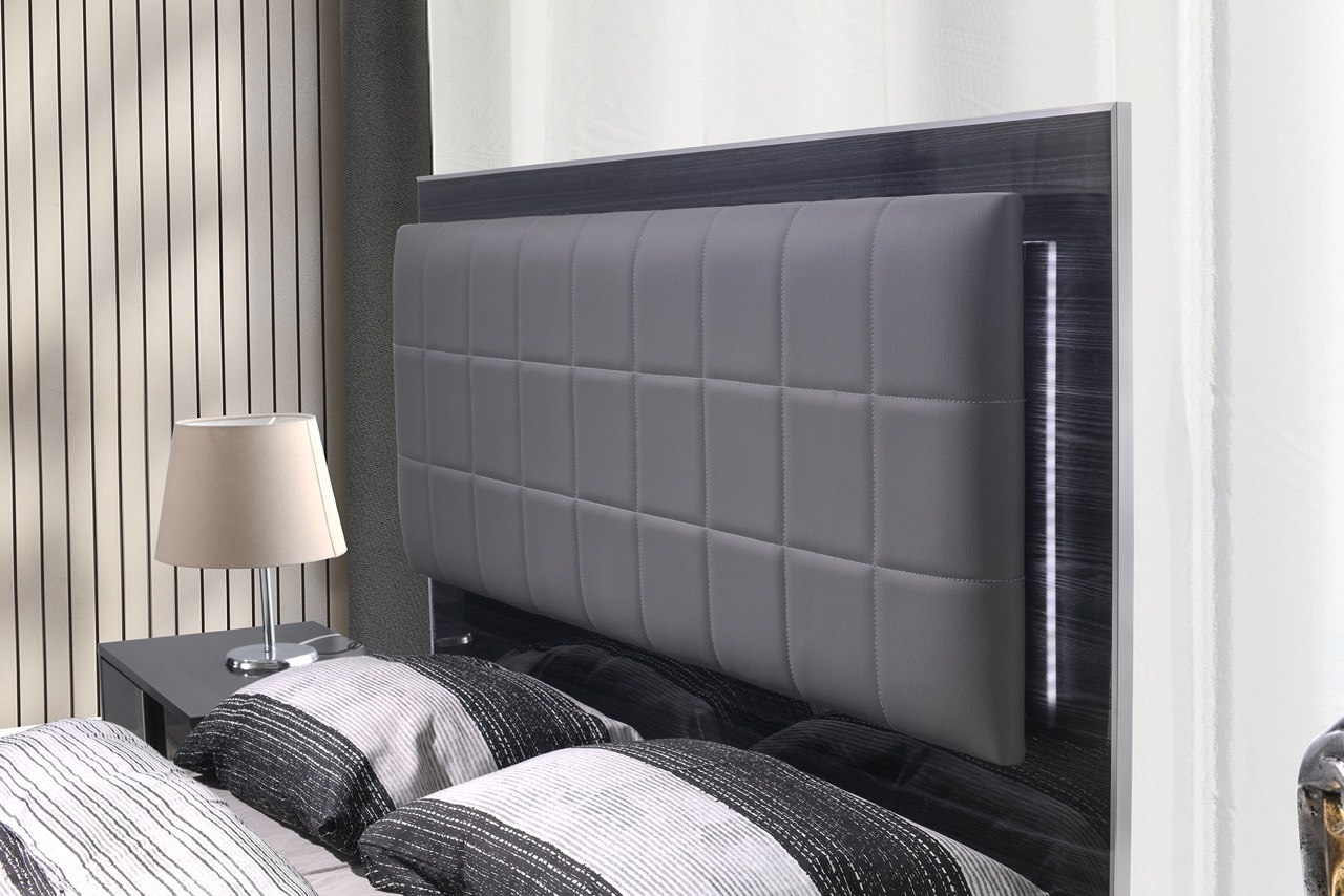 Roma Bonded Leather LED Platform Queen Size Bed