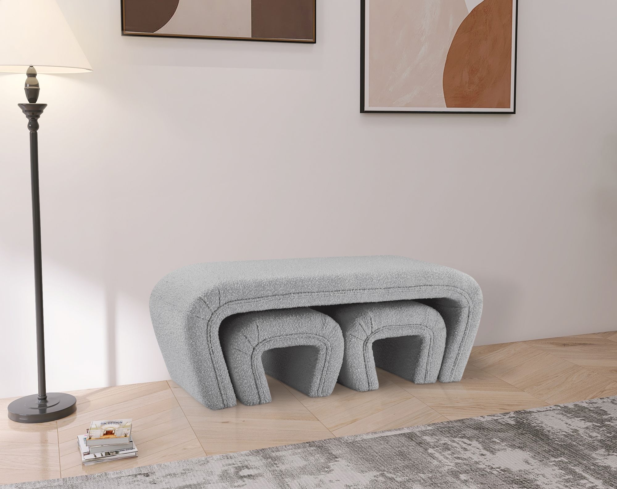 Odelia Boucle Fabric Bench