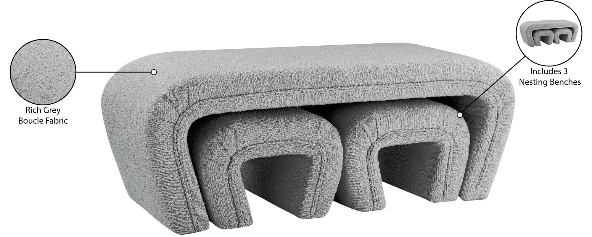 Odelia Boucle Fabric Bench