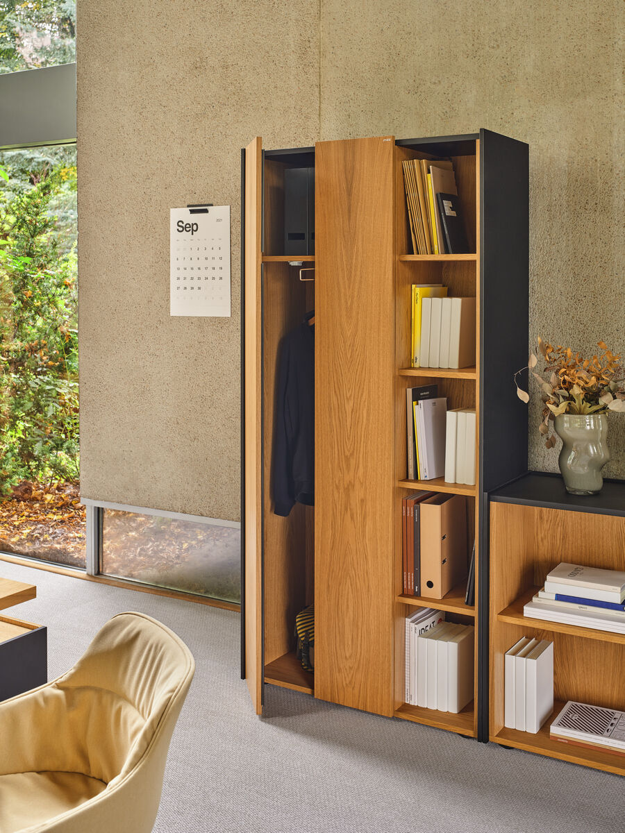 Viga Office Veneer/HPL Wardrobe w/Open Bookcase