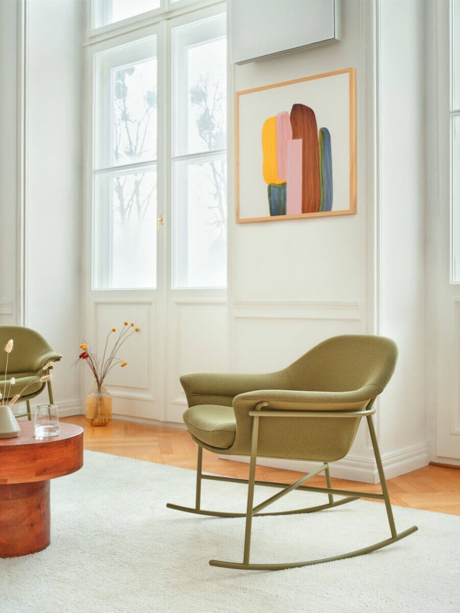 Ismo Fabric Office Lounge Rocking Chair w/Metal Base