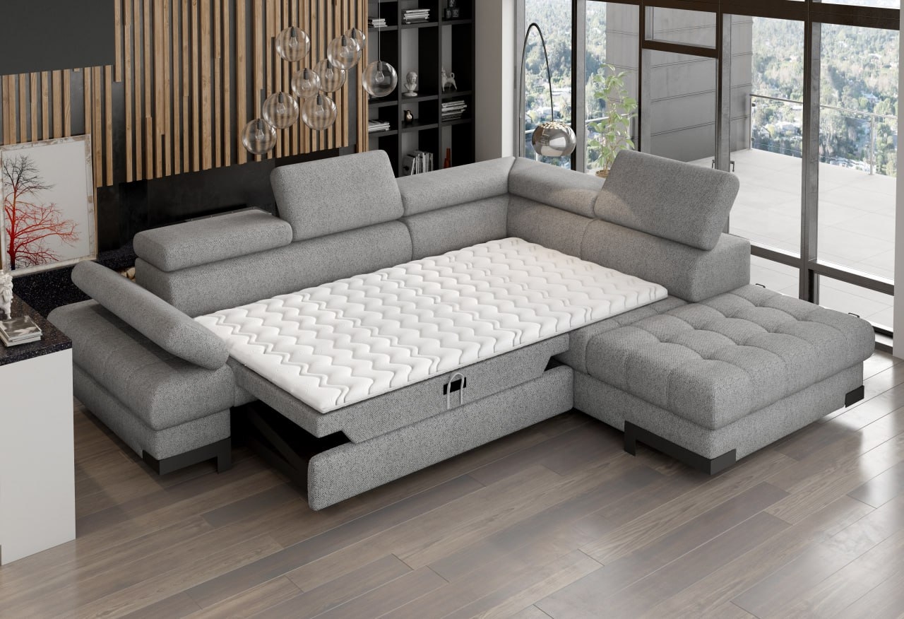 Selva Fabric L-Shaped Convertible Storage Sectional Sofa