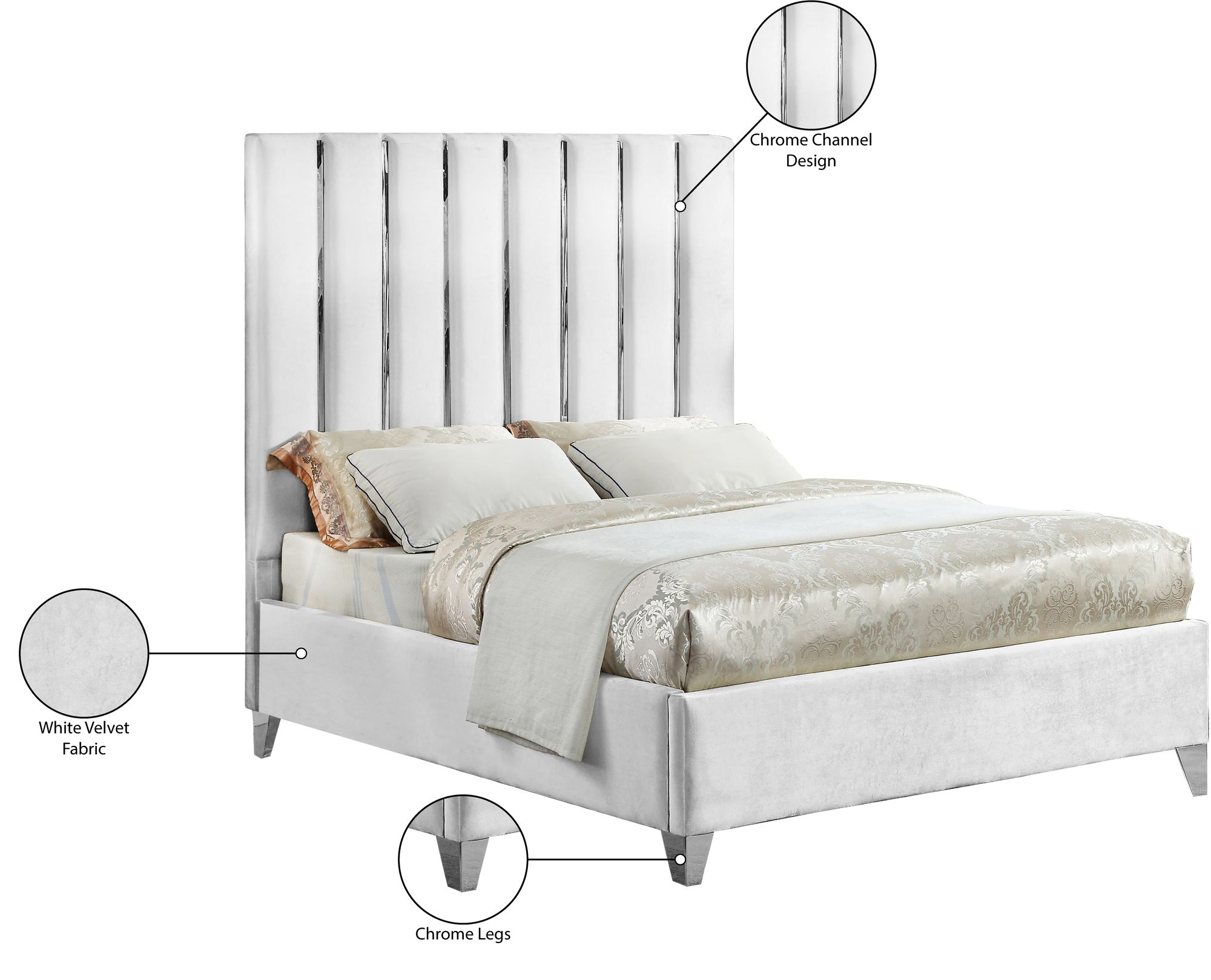 Enzo Velvet King Size Bed