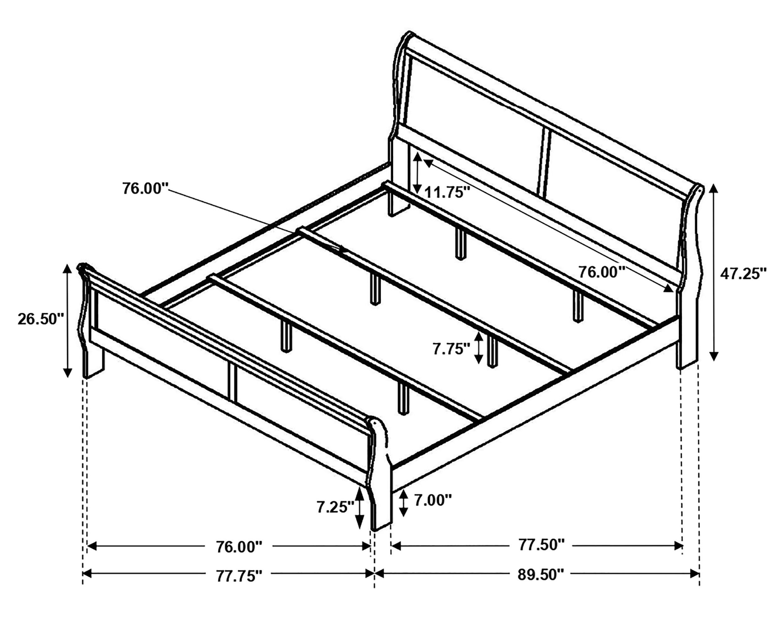 Louis Philippe Wood Panel Sleigh Bed