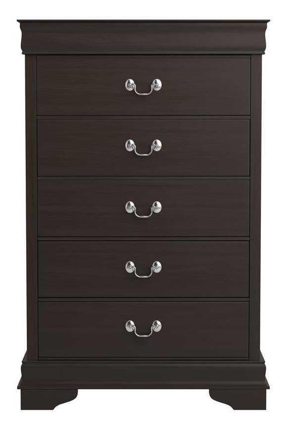 Louis Philippe Wood Chest w/5 Drawers