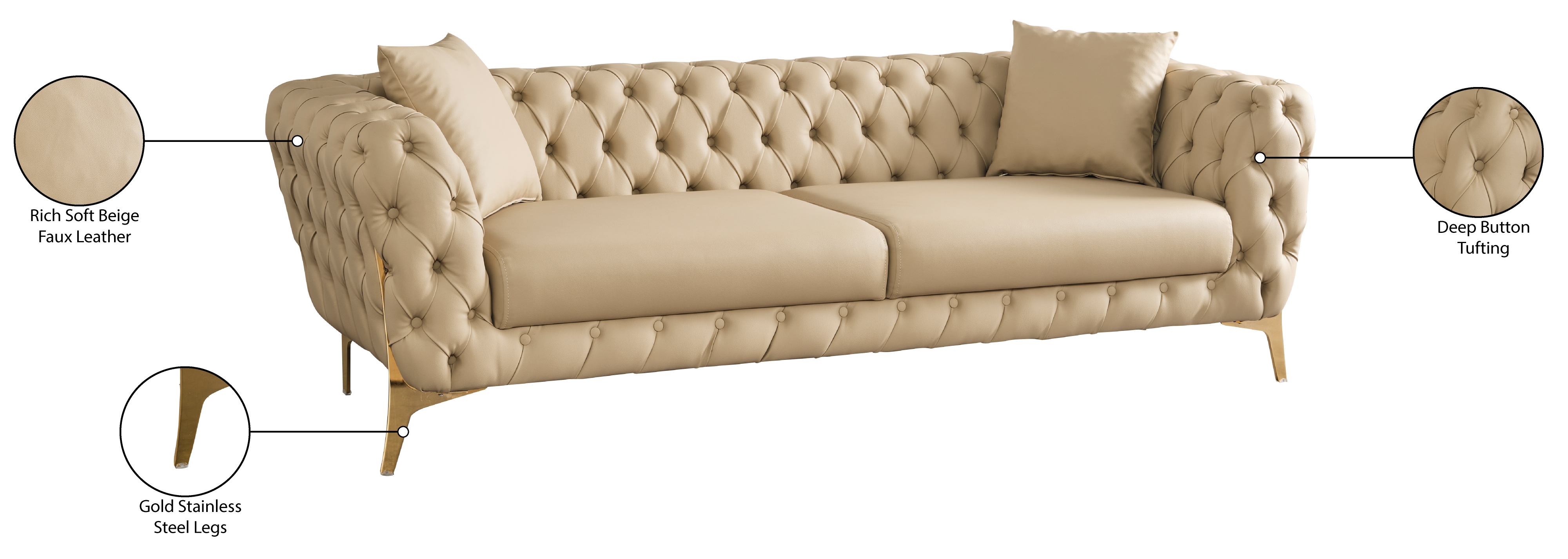 Aurora Faux Leather Sofa