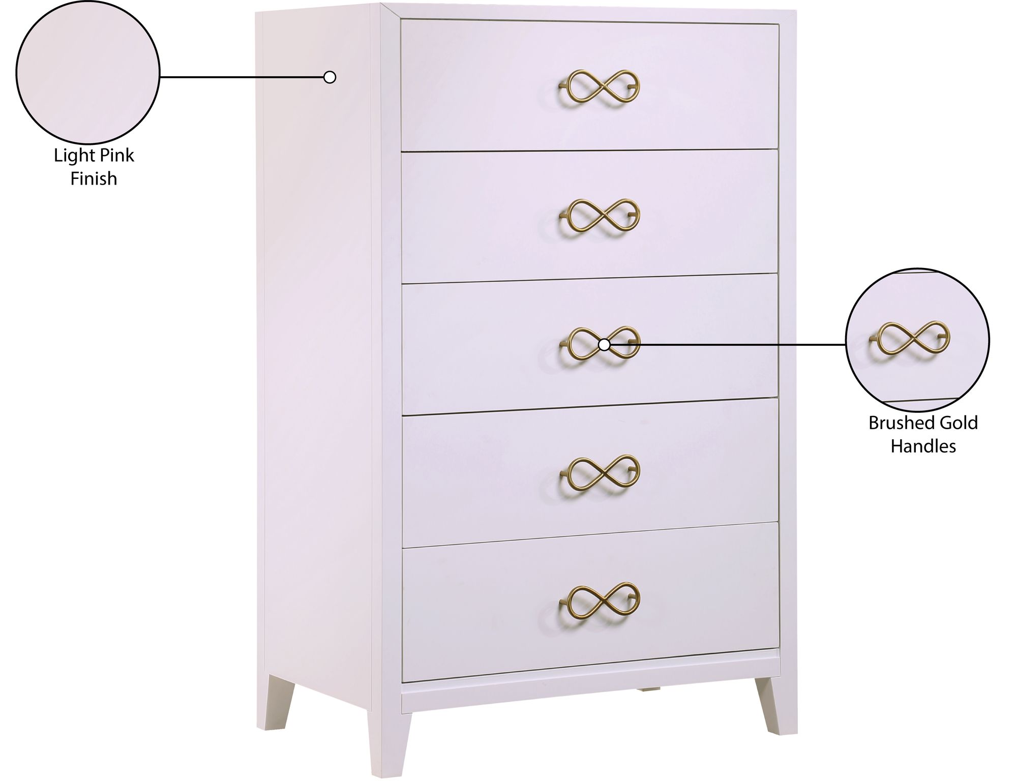 Bowtie 5-Drawer Wood Chest