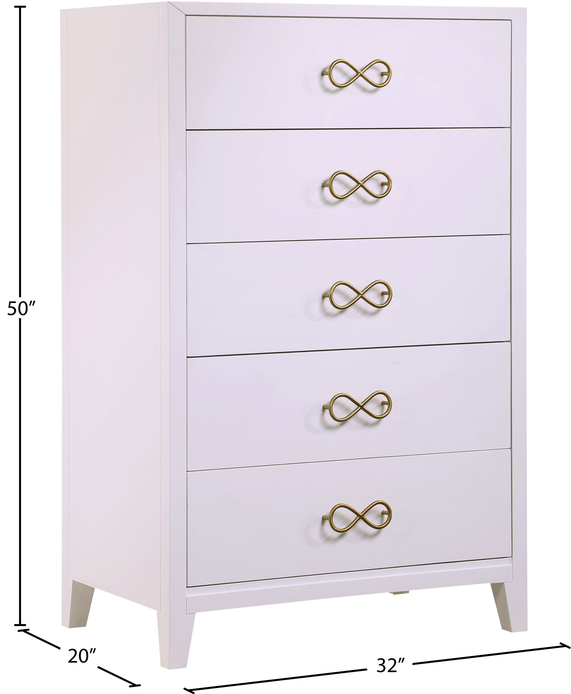 Bowtie 5-Drawer Wood Chest