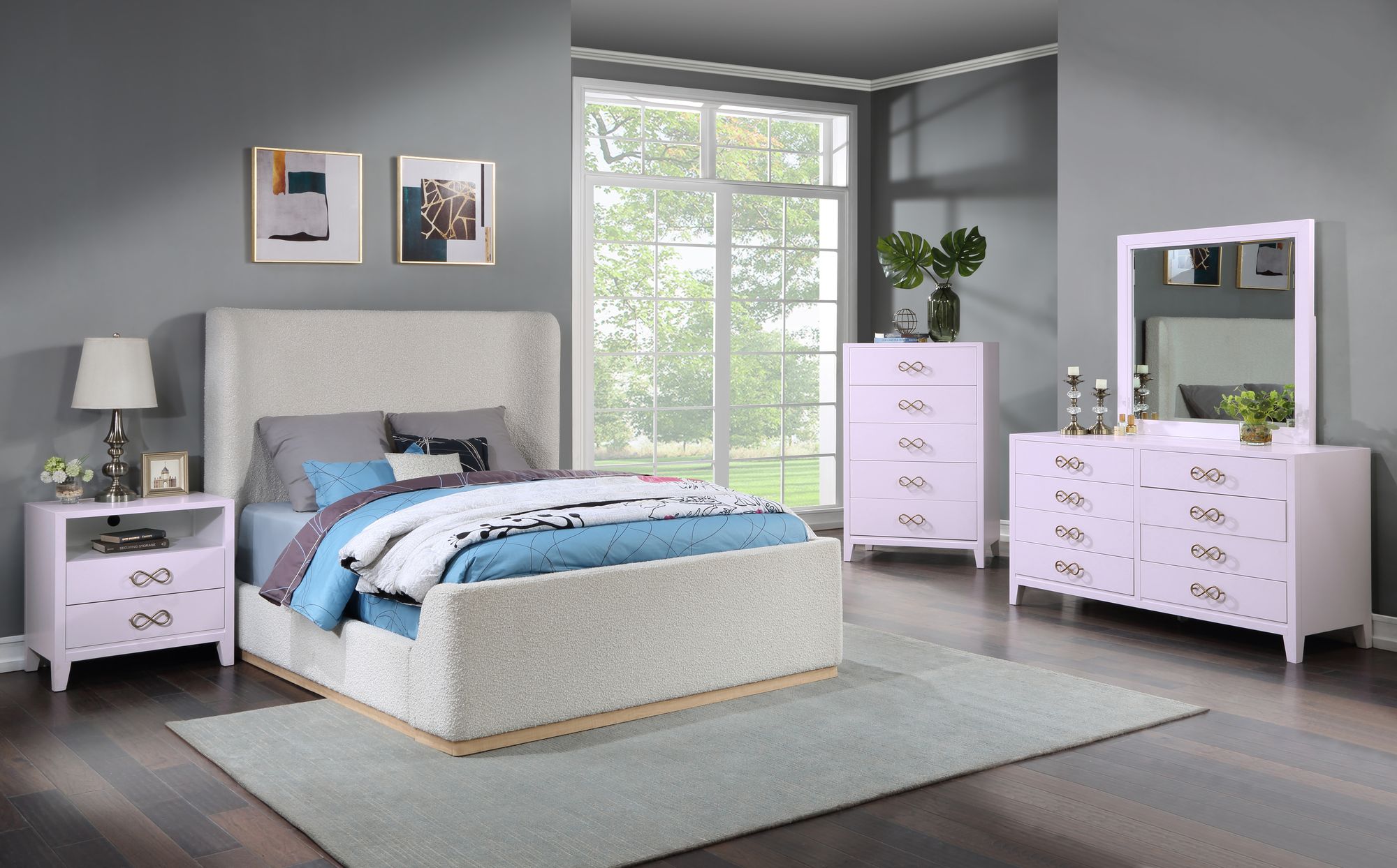 Bowtie 2-Drawer Wood Veneer Nightstand