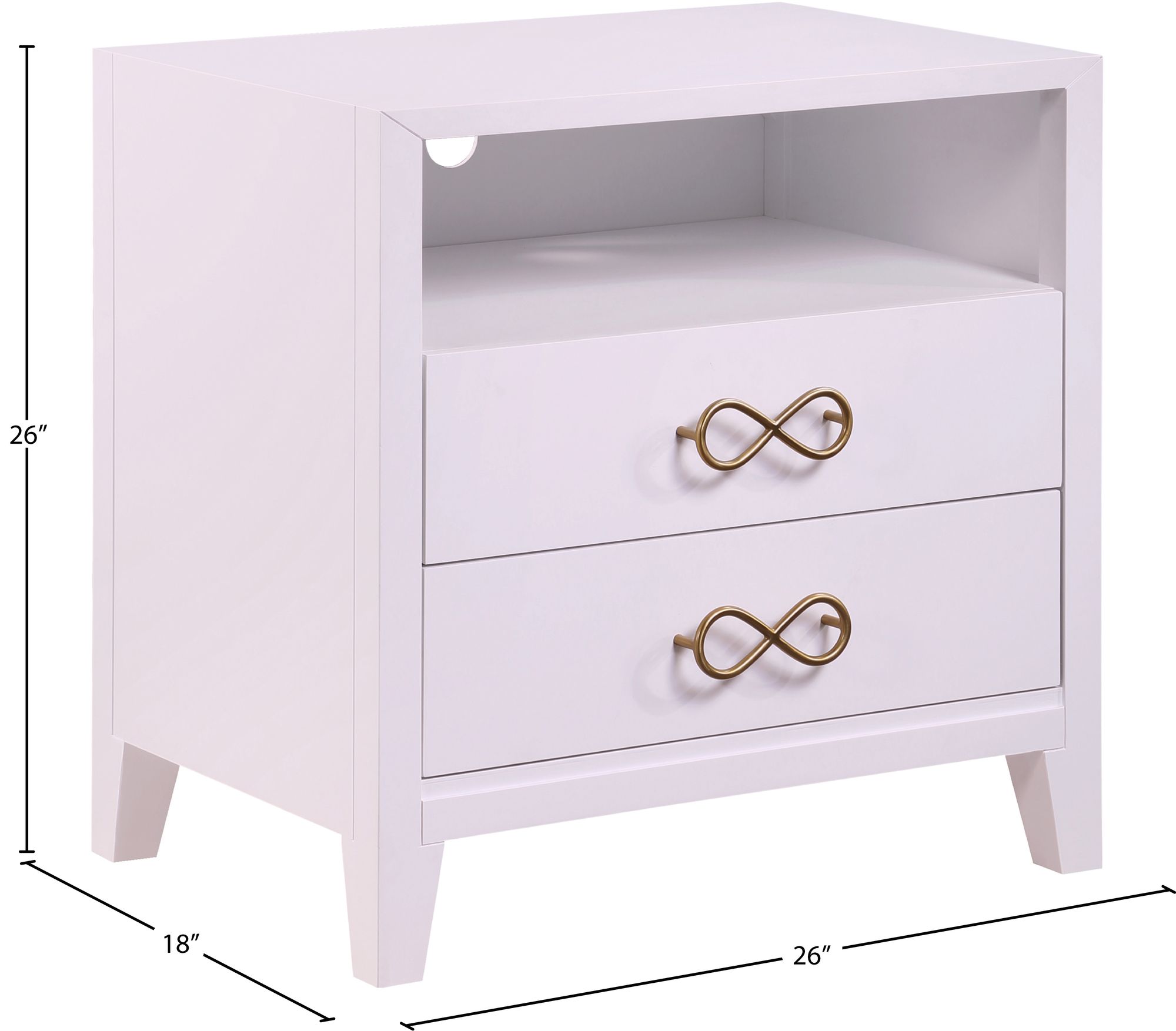 Bowtie 2-Drawer Wood Veneer Nightstand