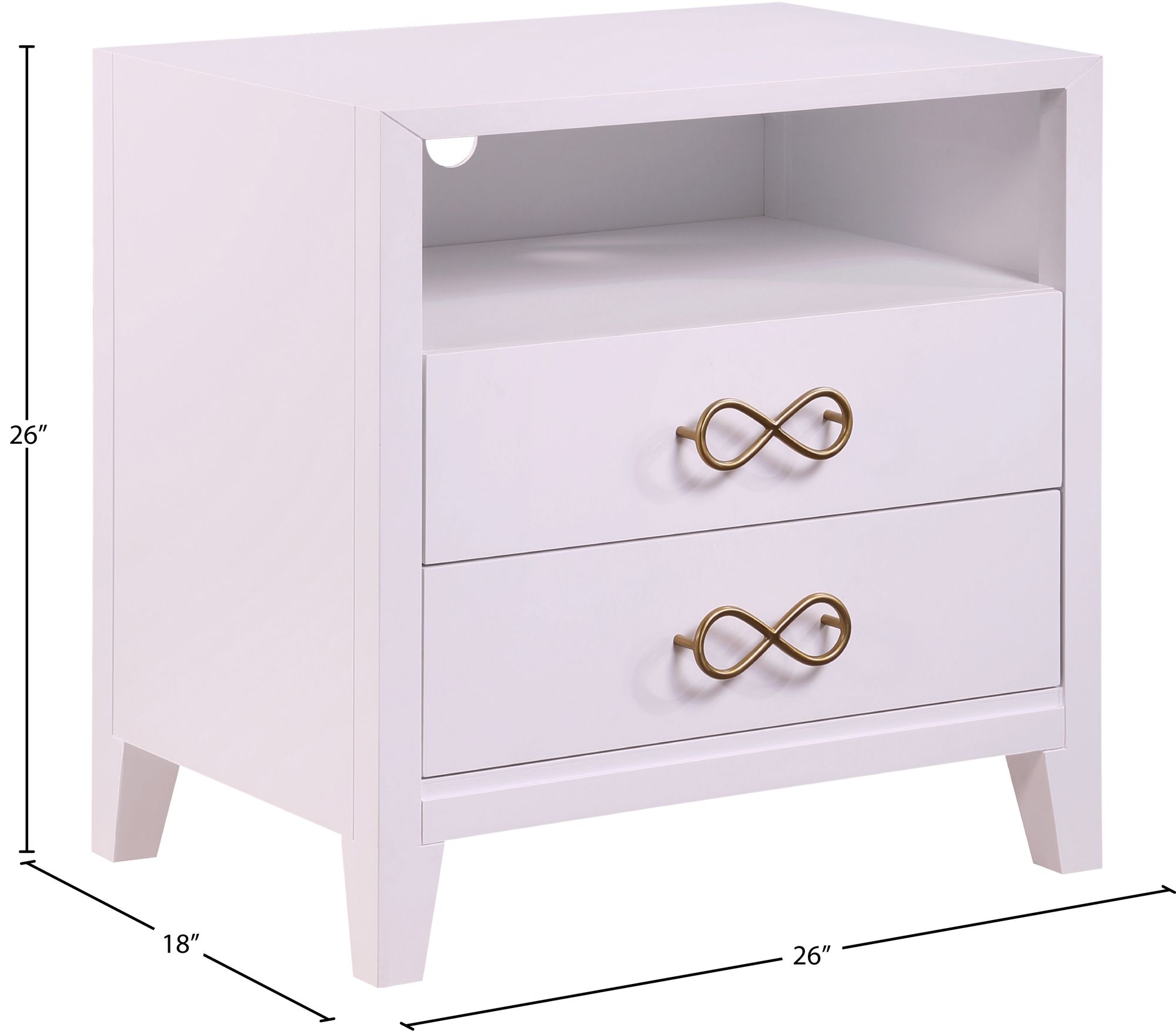 Bowtie 2-Drawer Wood Veneer Nightstand