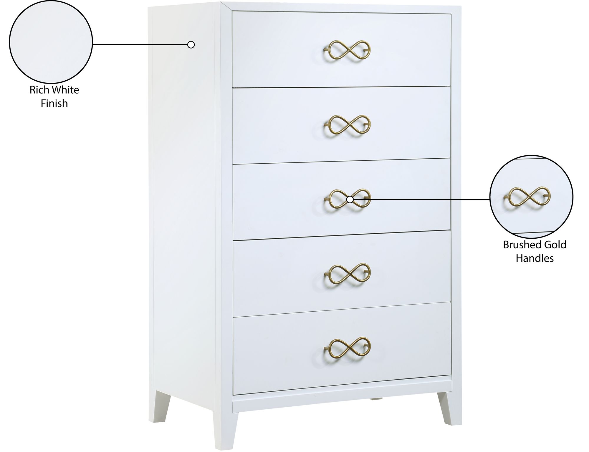 Bowtie 5-Drawer Wood Chest