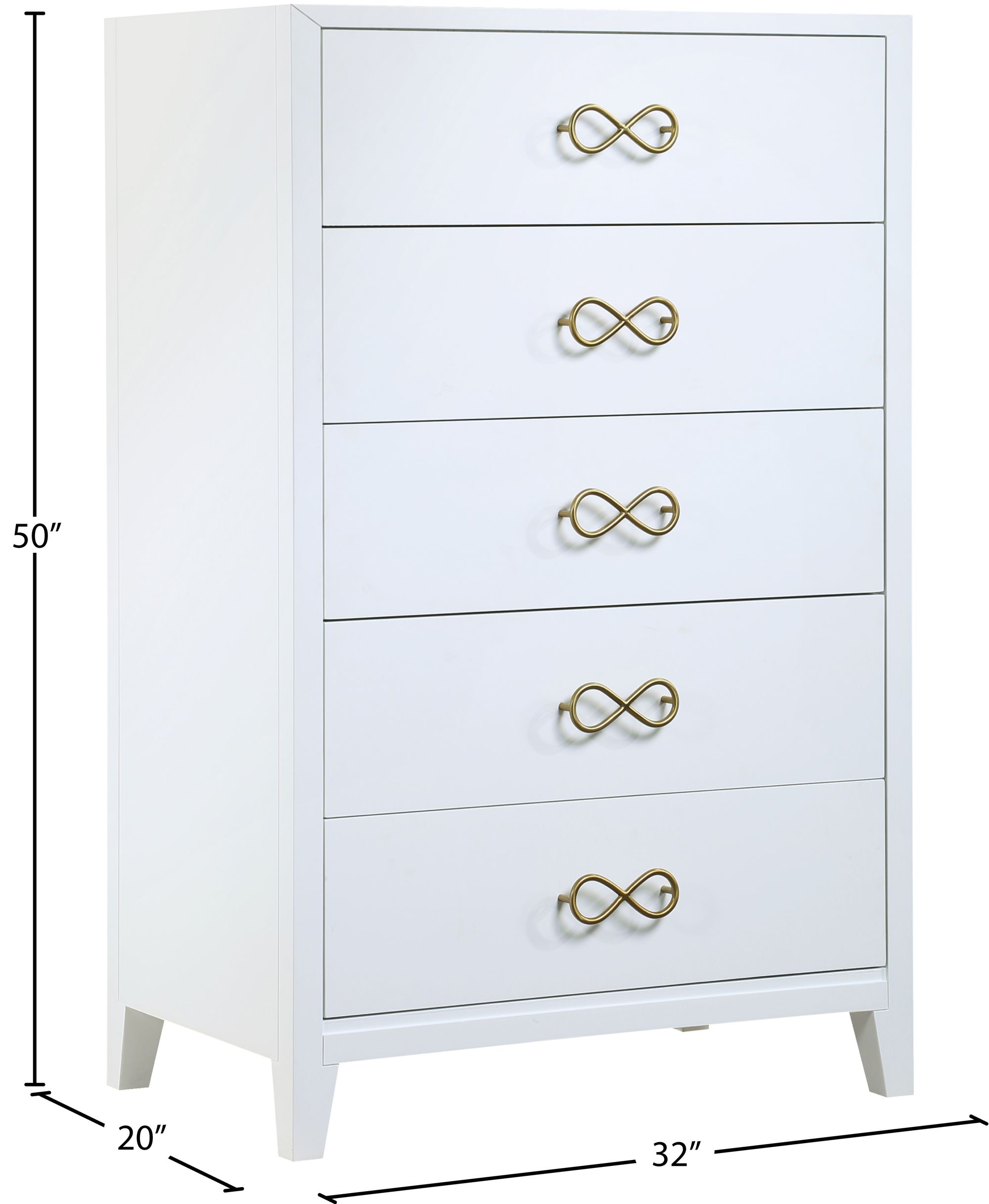 Bowtie 5-Drawer Wood Chest