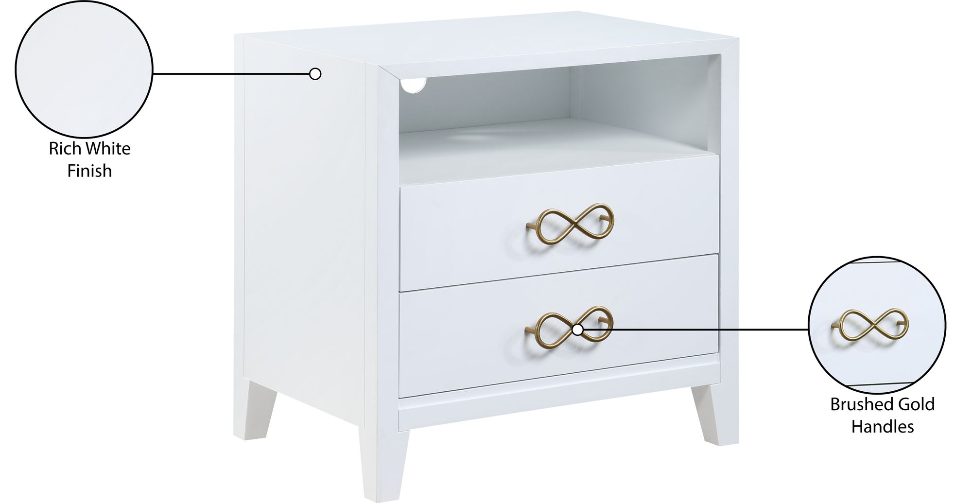 Bowtie 2-Drawer Wood Veneer Nightstand