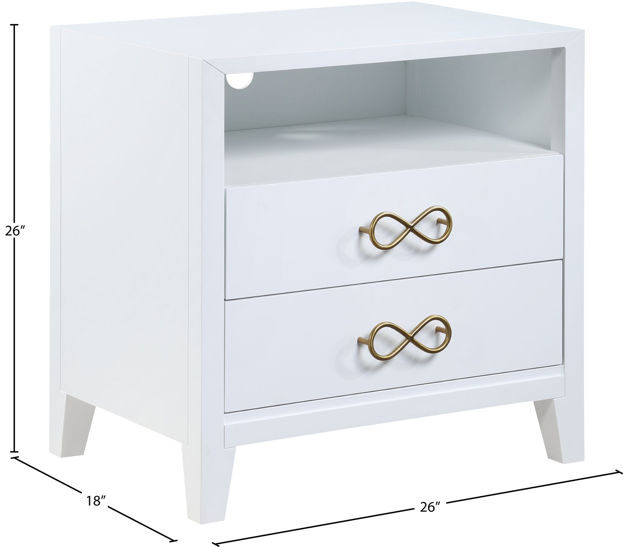 Bowtie 2-Drawer Wood Veneer Nightstand