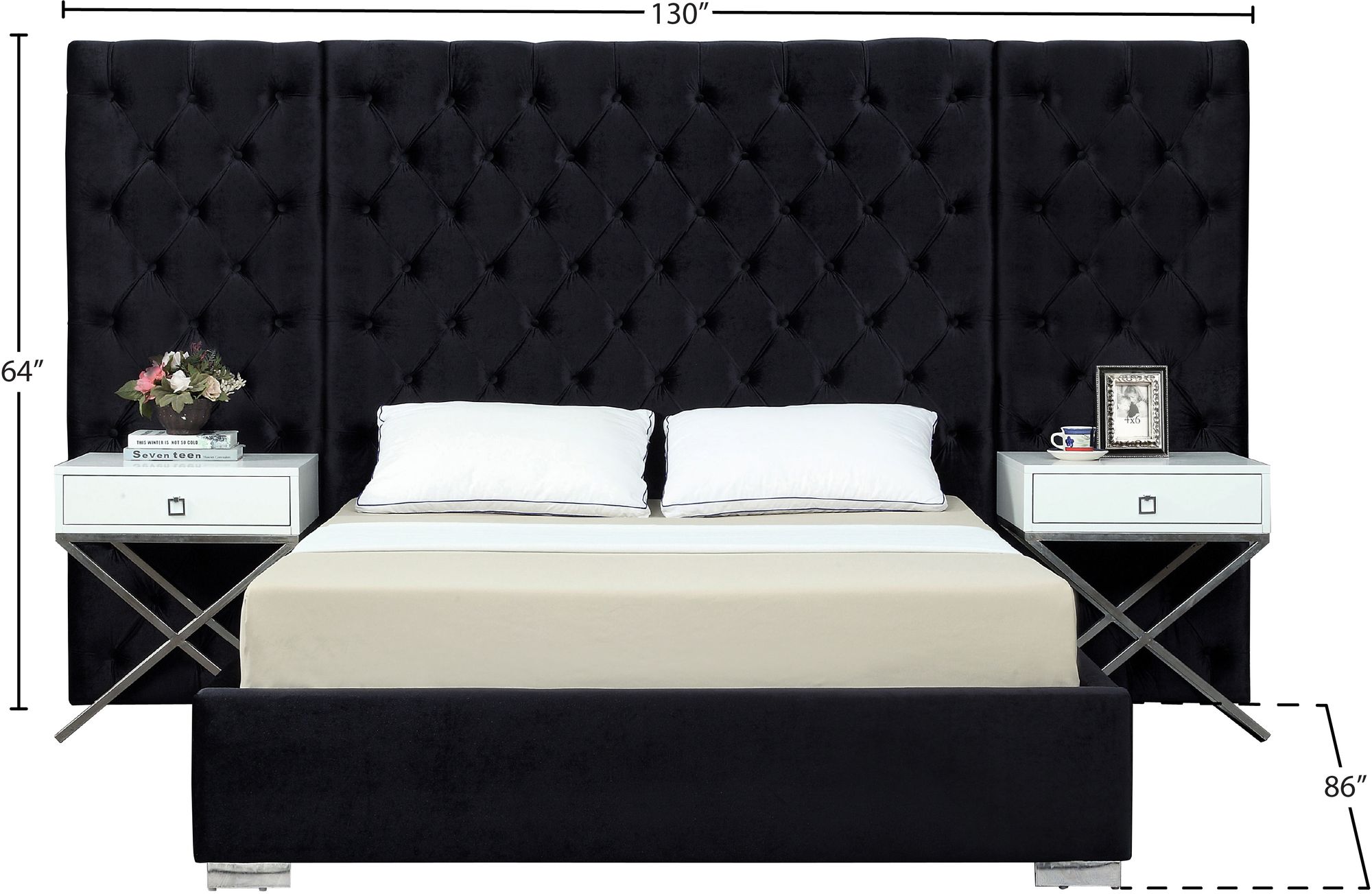 Grande Velvet King Size Bed