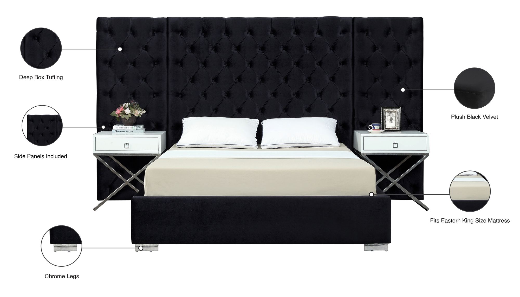 Grande Velvet King Size Bed