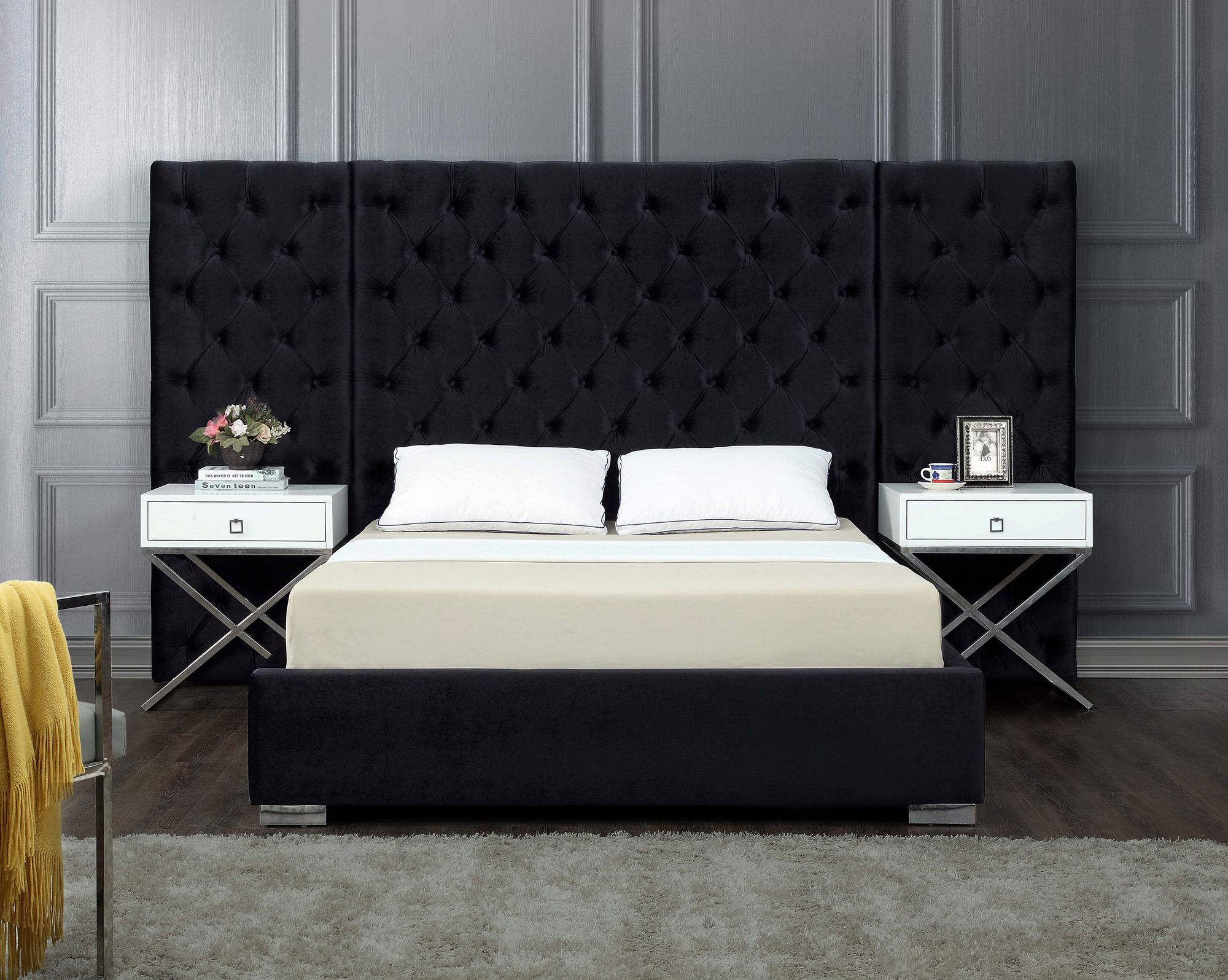 Grande Velvet Queen Size Bed