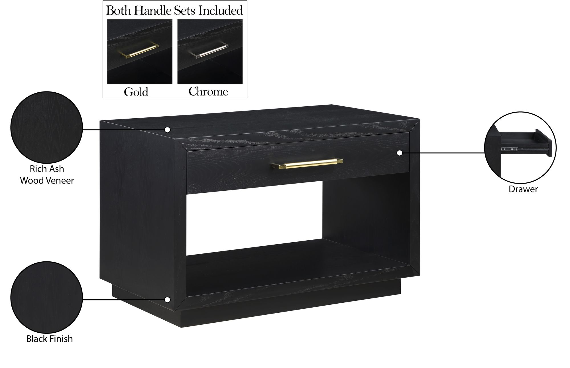Avery 1-Drawer Oak Veneer Nightstand