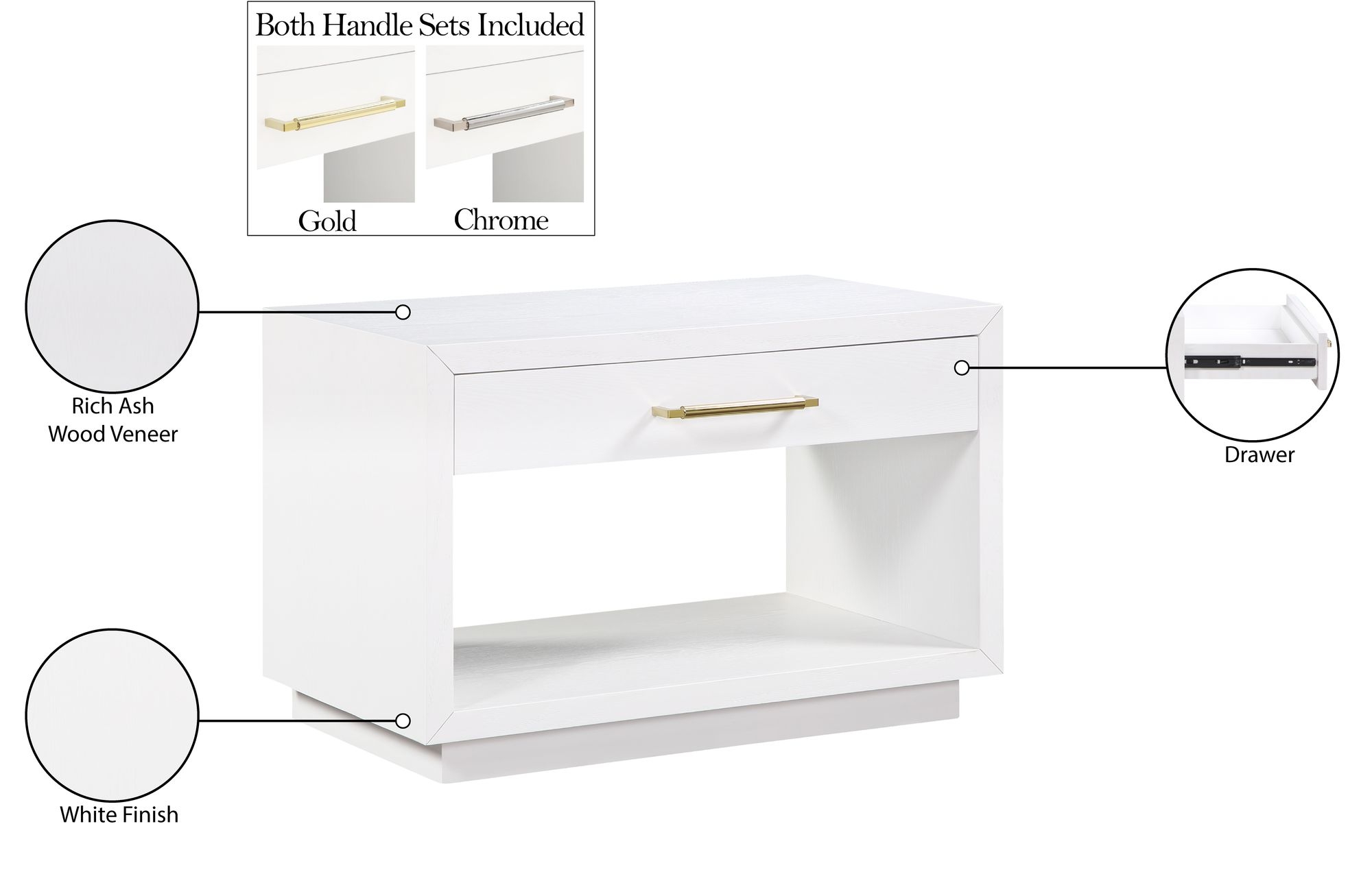 Avery 1-Drawer Oak Veneer Nightstand