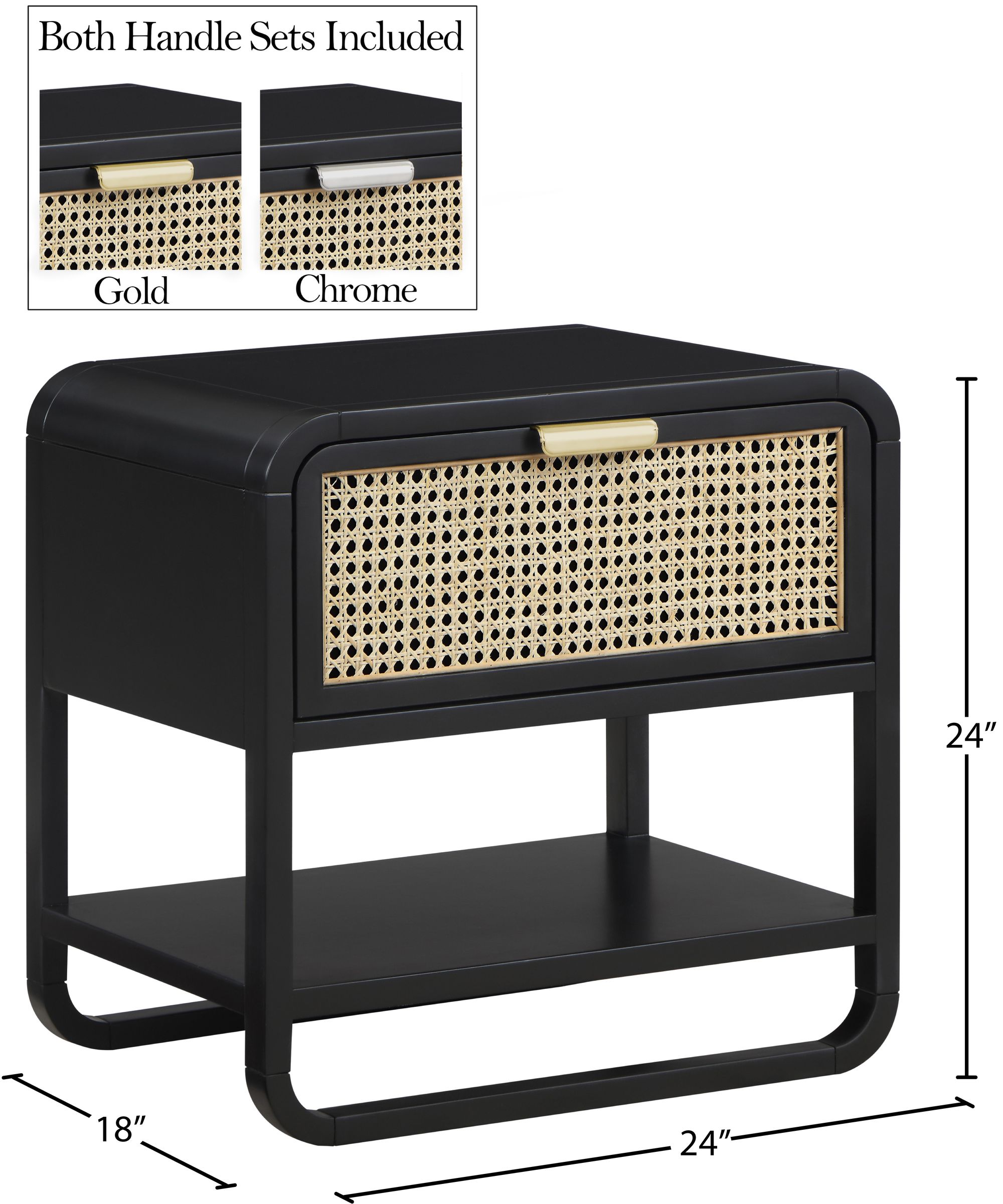 Sage 1-Drawer Wood Nightstand with Natural Cane Drawer Front
