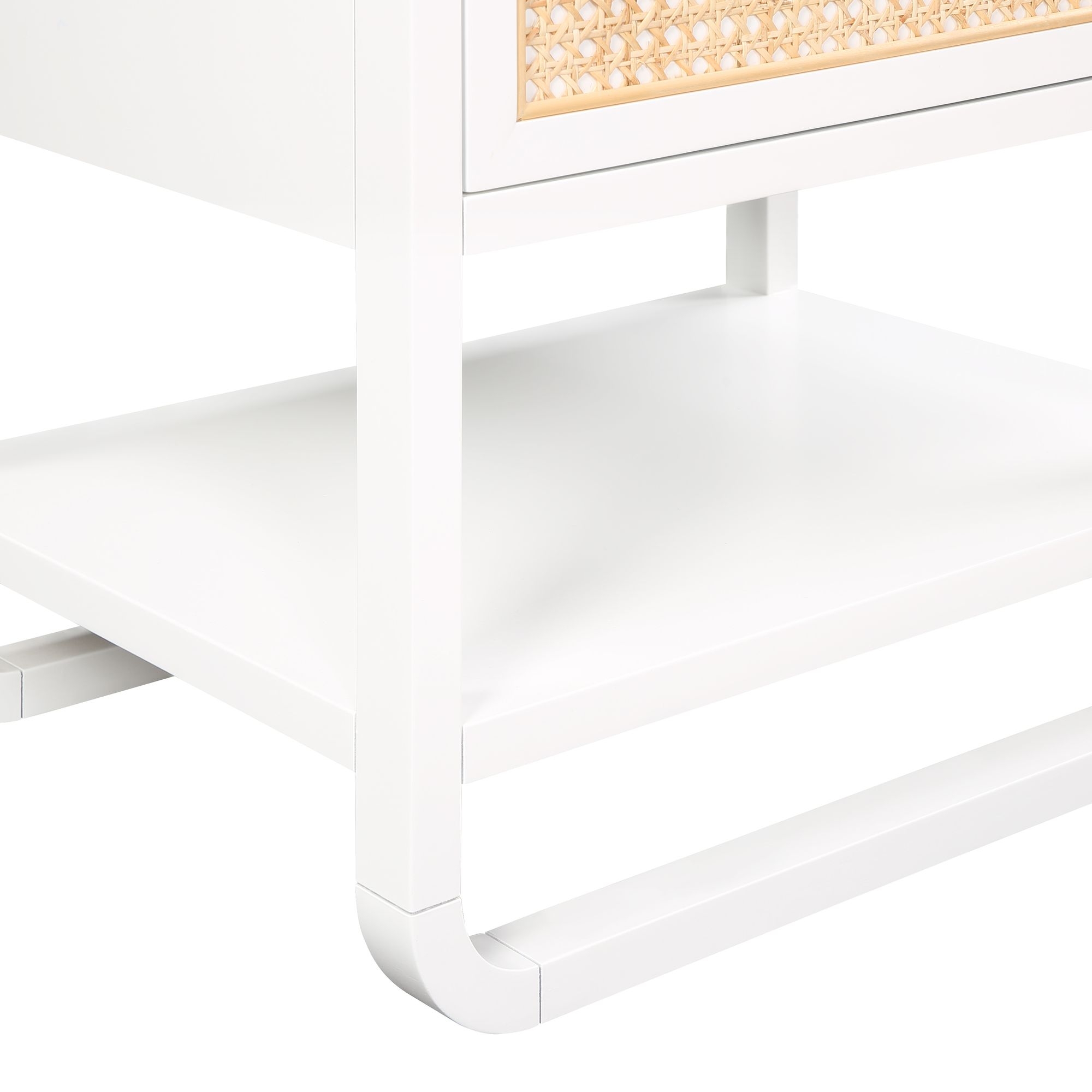 Sage 1-Drawer Wood Nightstand with Natural Cane Drawer Front