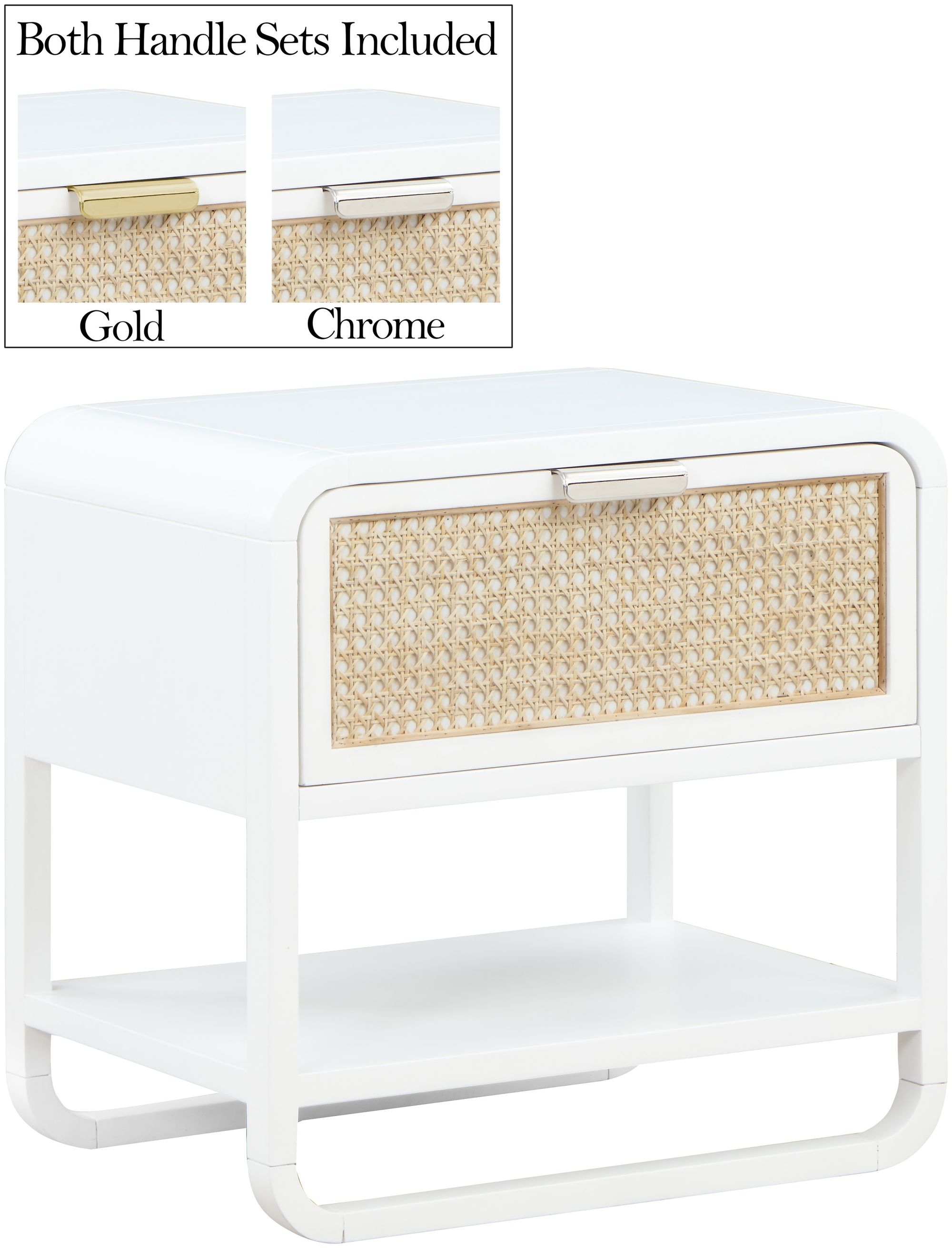 Sage 1-Drawer Wood Nightstand with Natural Cane Drawer Front
