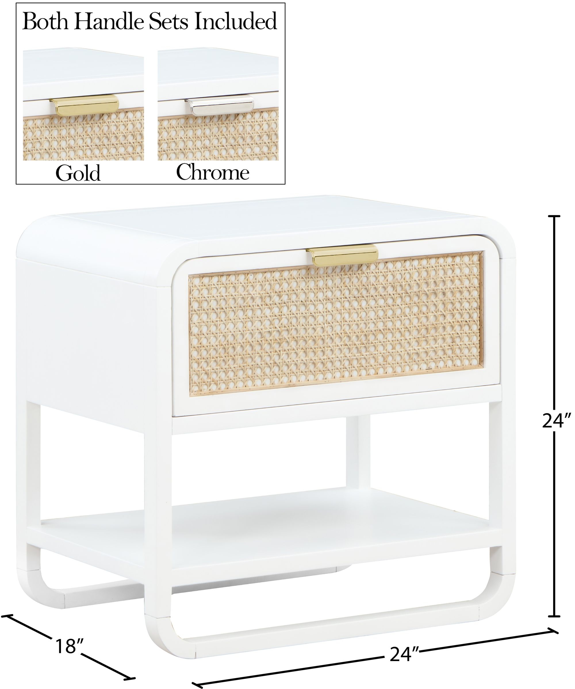 Sage 1-Drawer Wood Nightstand with Natural Cane Drawer Front