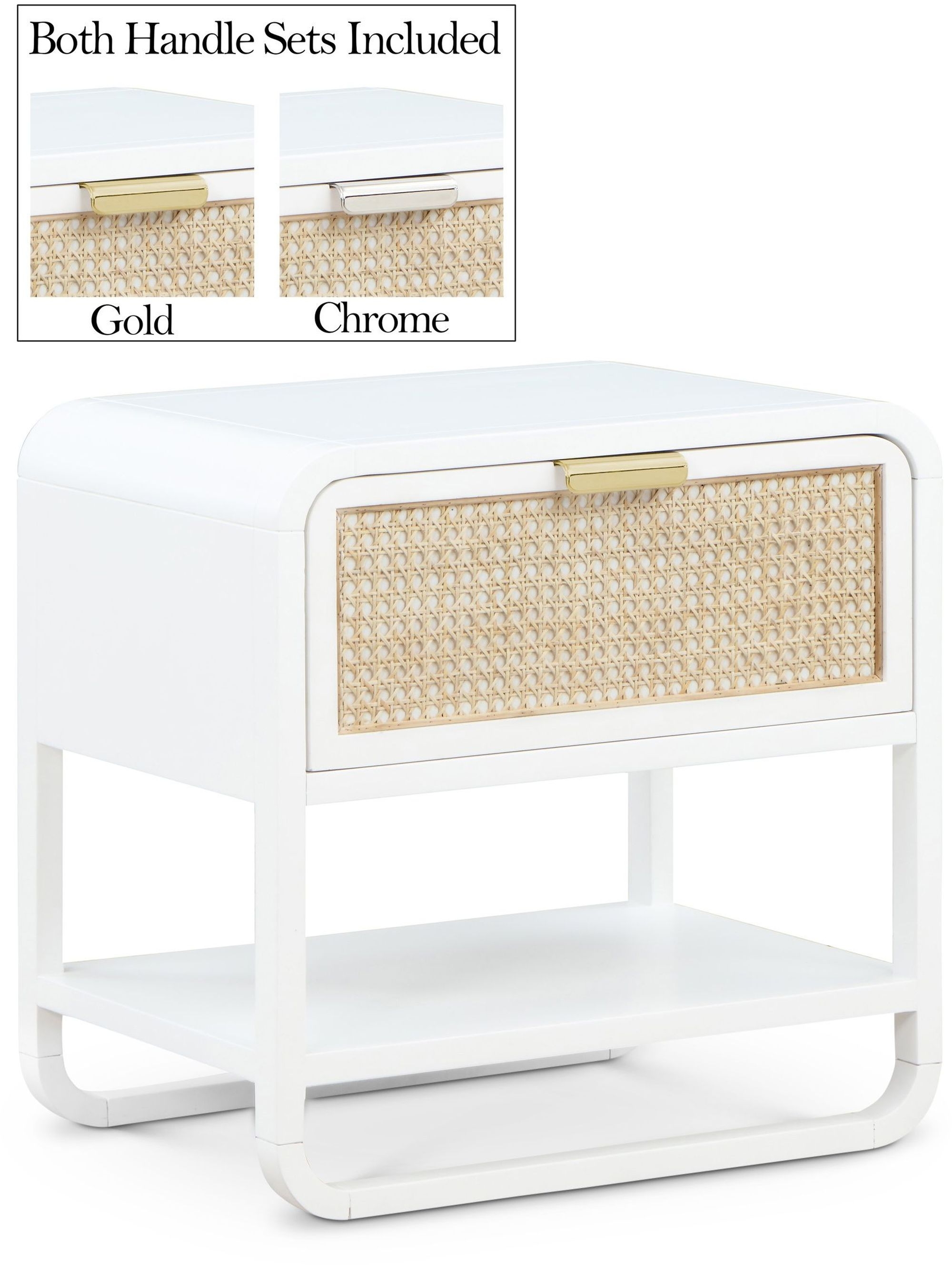 Sage 1-Drawer Wood Nightstand with Natural Cane Drawer Front