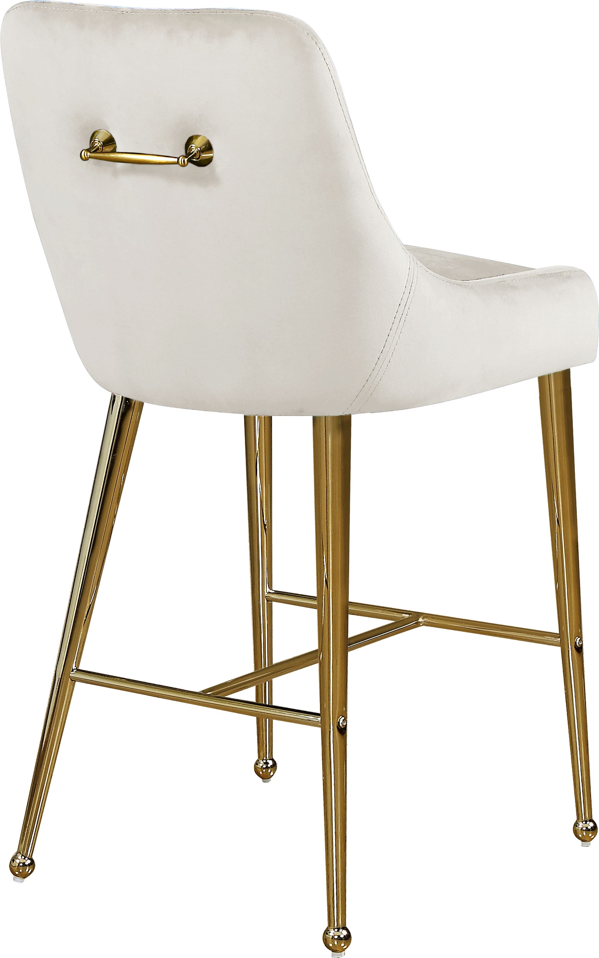 Owen Velvet Counter Stool with Polished Gold Legs