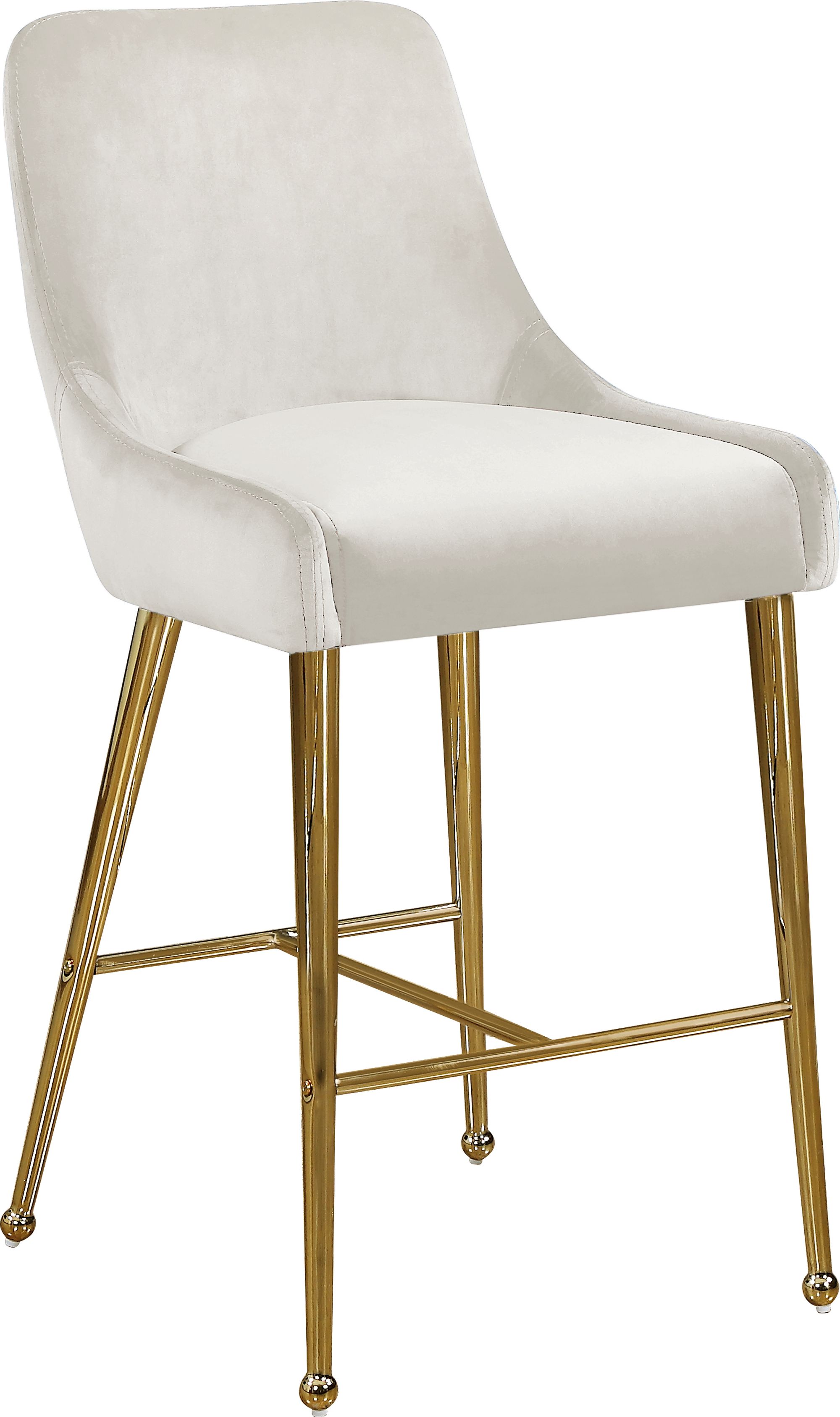 Owen Velvet Counter Stool with Polished Gold Legs