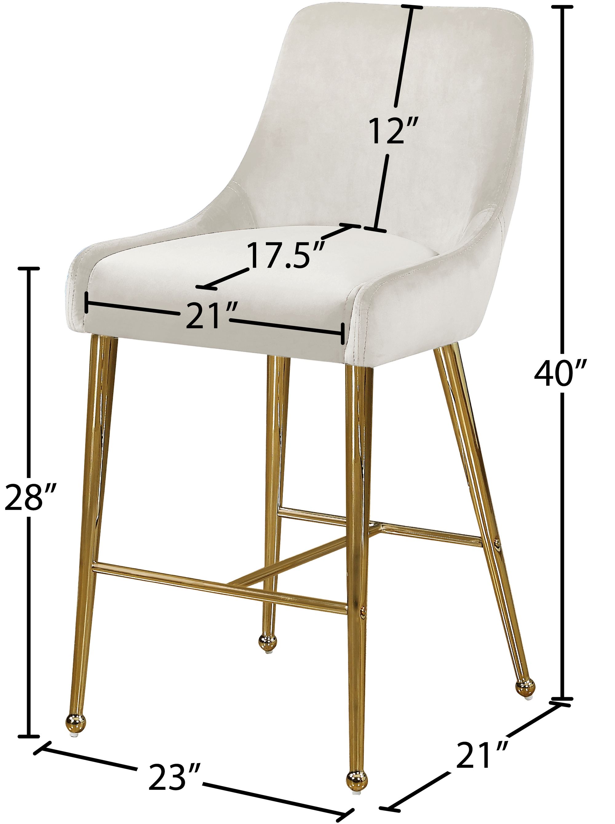 Owen Velvet Counter Stool with Polished Gold Legs