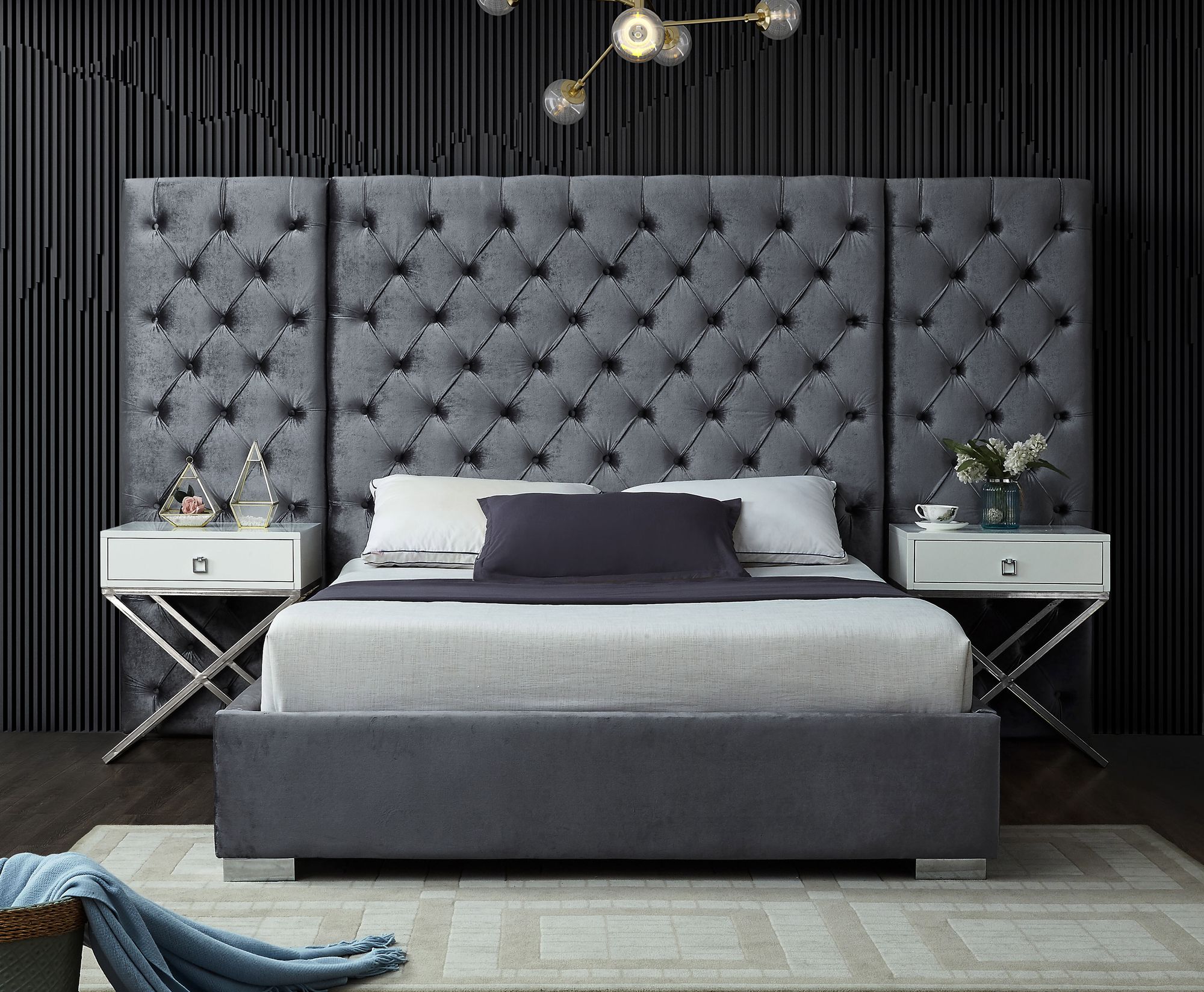 Grande Velvet King Size Bed